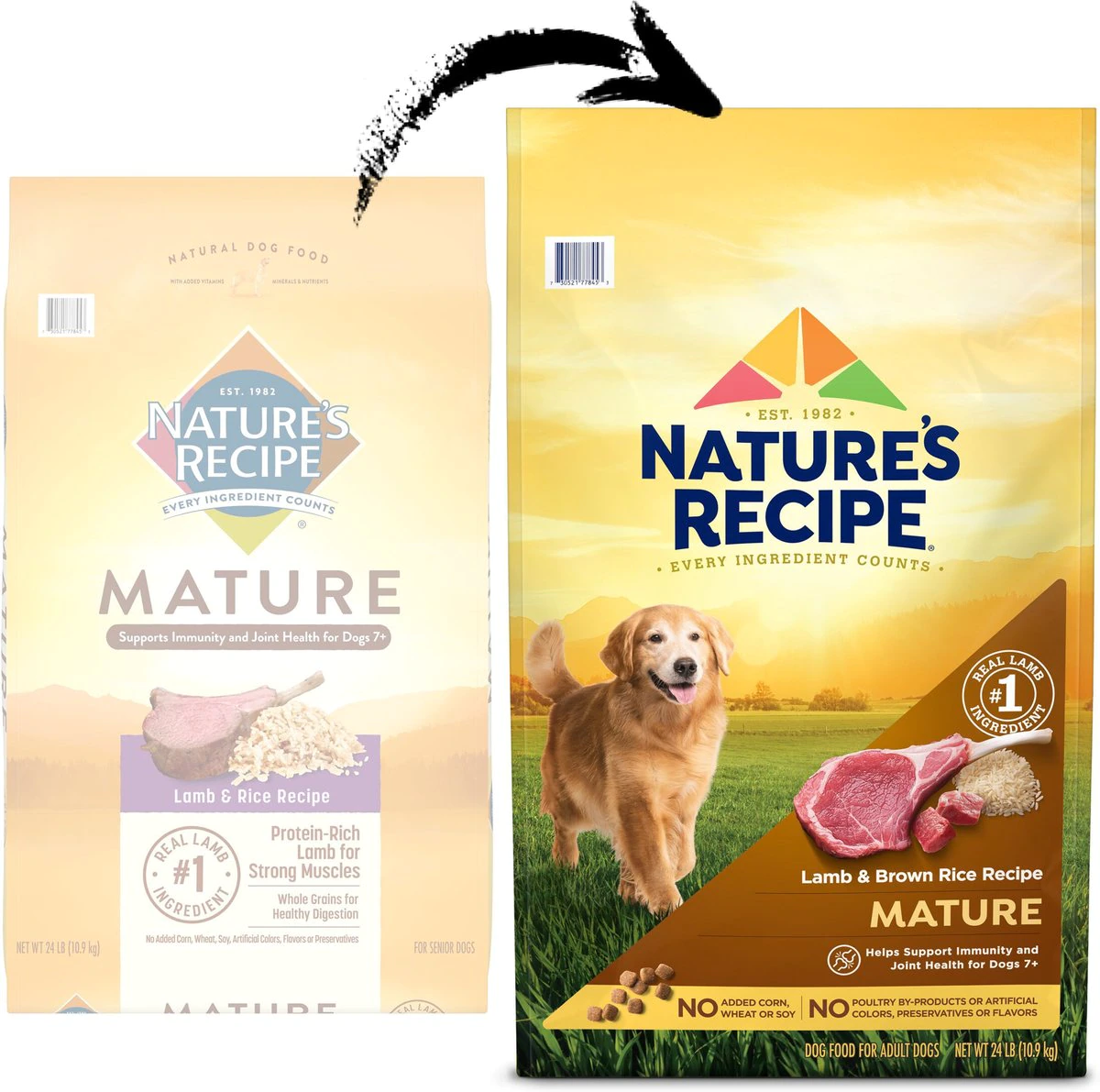 Nature-s Recipe Mature Lamb & Brown Rice Recipe Dry Dog Food. 24-lb bag