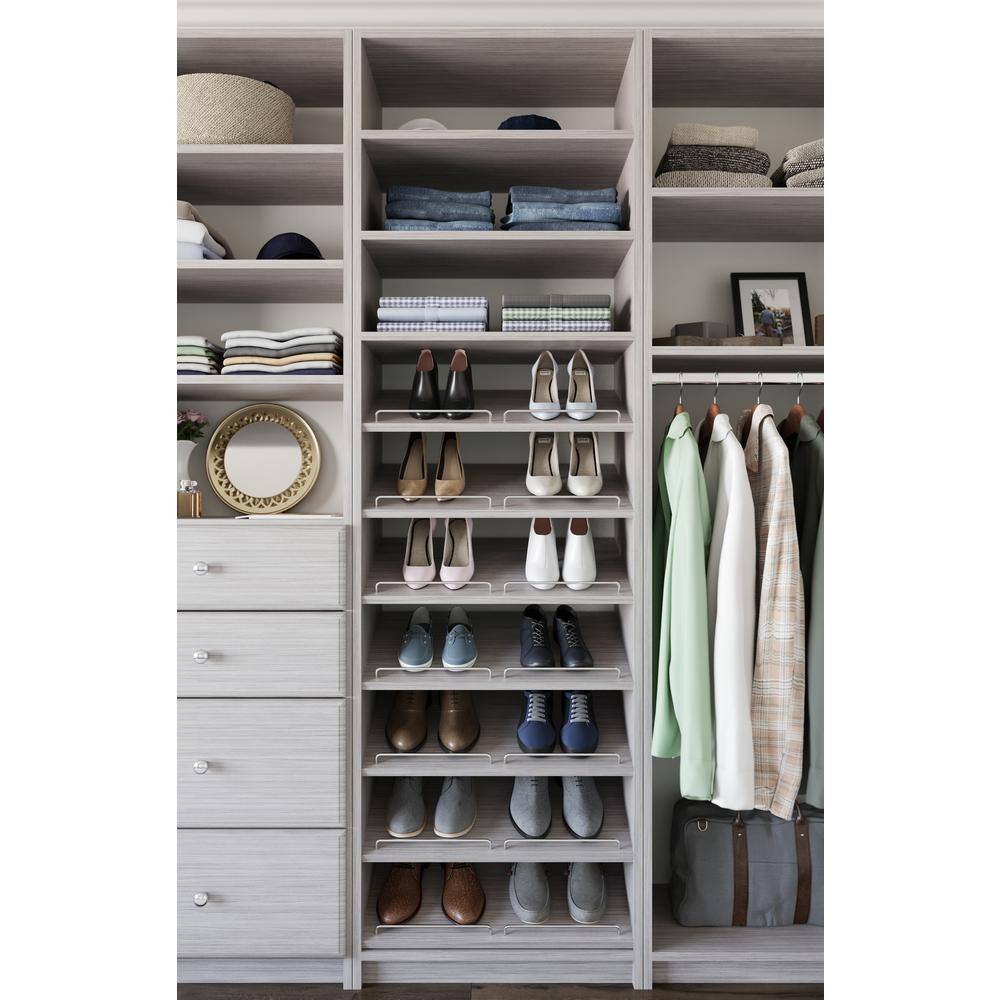 SimplyNeu SNT4-CG 14 in. W D x 25.375 in. W x 84 in. H Seashore Grey Shoe Storage Tower Wood Closet System
