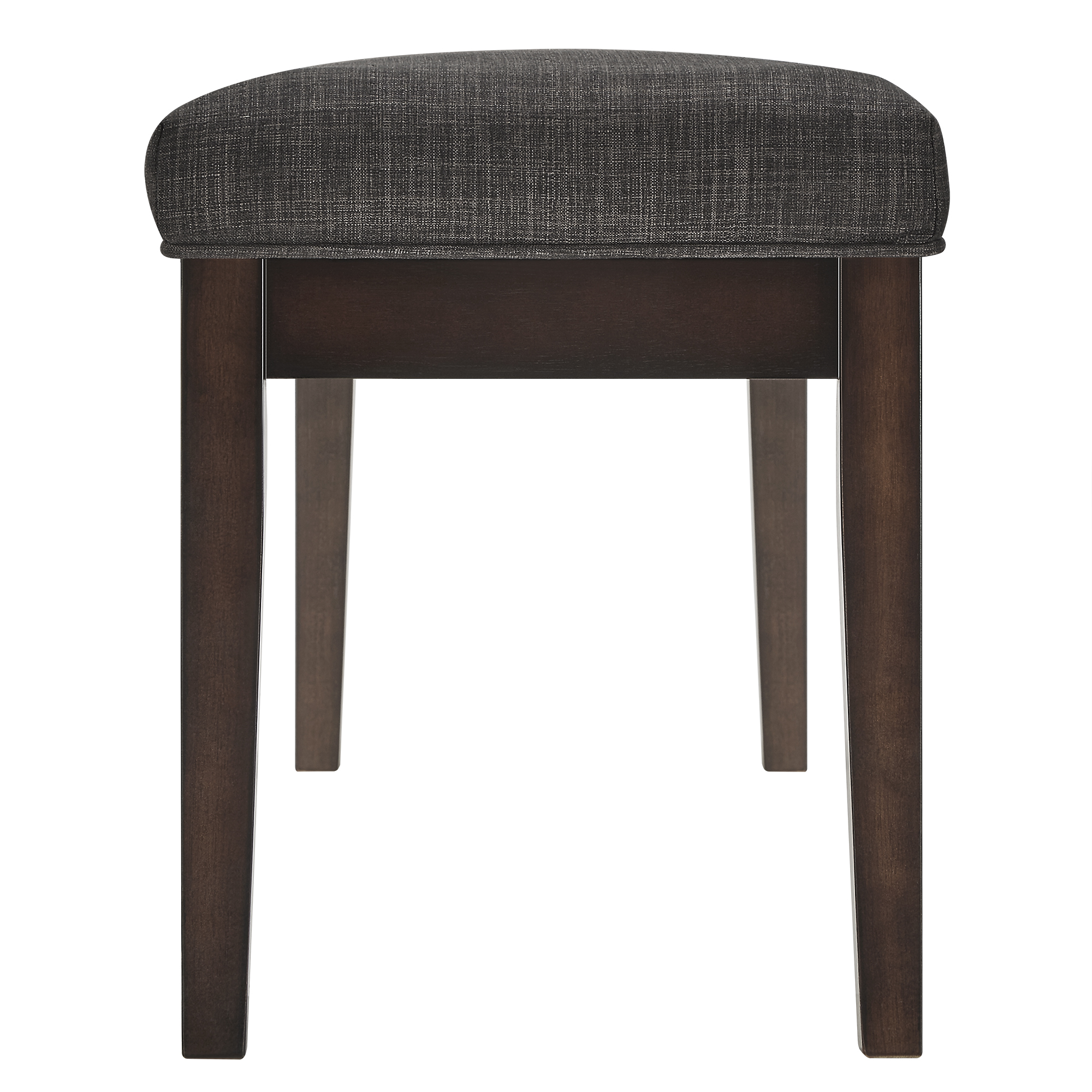 Chelsea Lane Espresso Wood Linen Upholstered Bench. Dark Gray