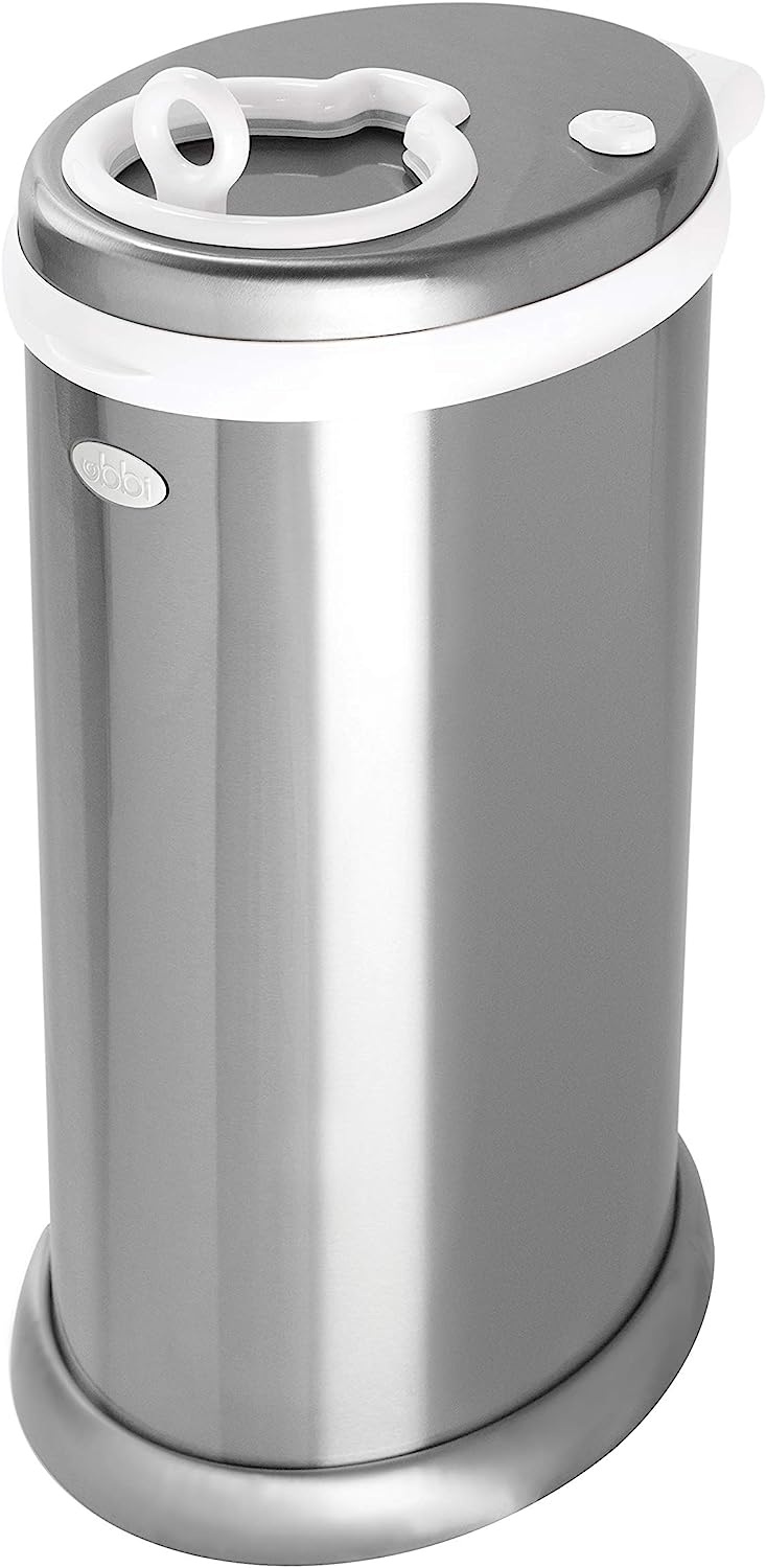Ubbi Steel Odor Locking. No Special Bag Required. Money Saving. Awards-Winning. Modern Design Registry Must-Have Diaper Pail. Chrome