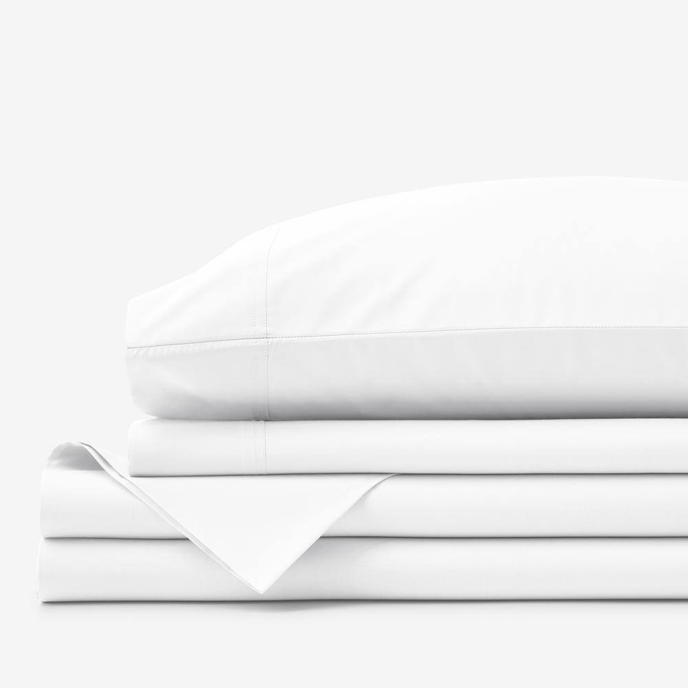 The Company Store  3-Piece White Solid 400-Thread Count Supima Cotton Percale Twin Sheet Set - White