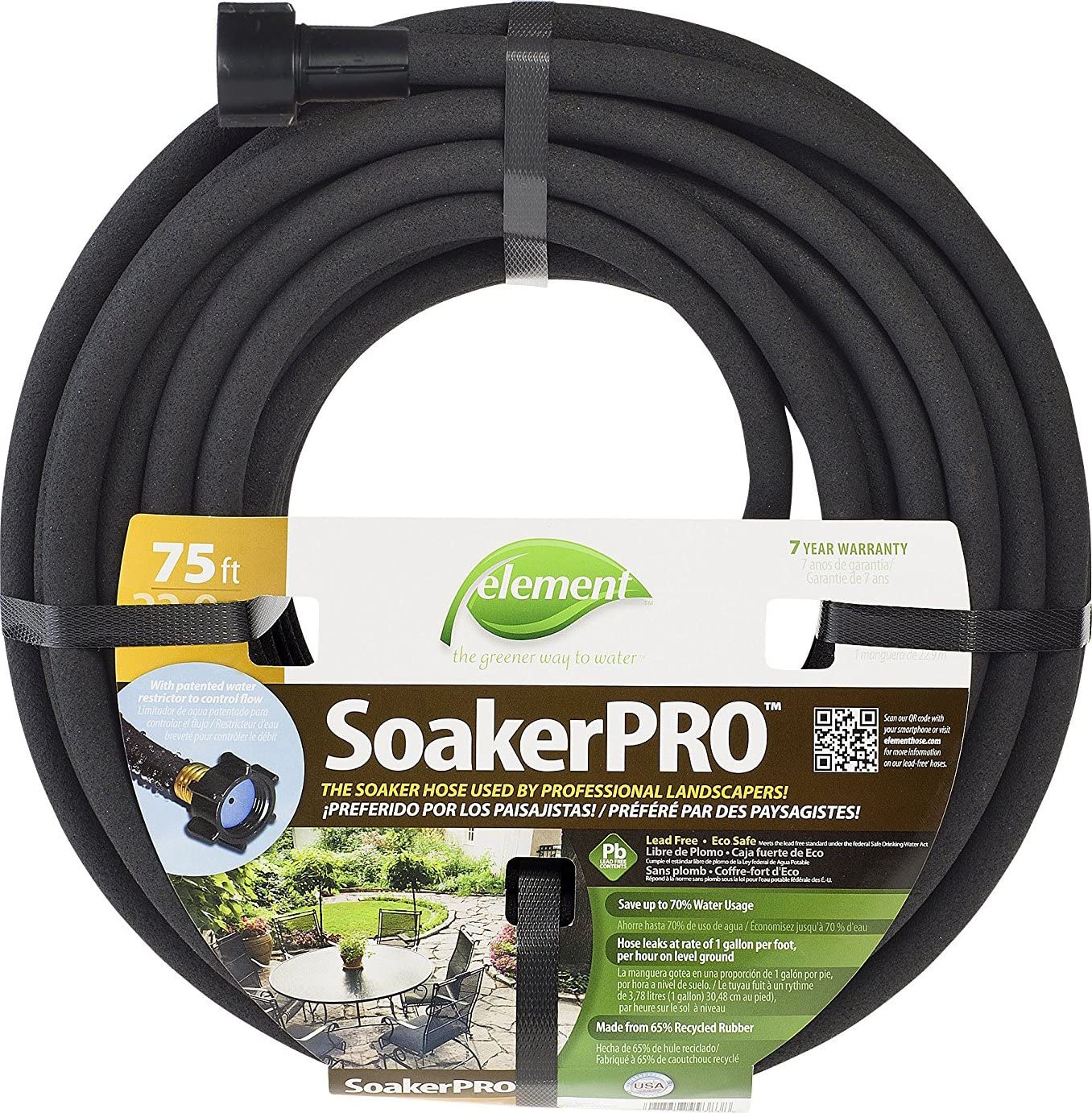 Element  3/8-in x 75-ft-Duty Kink Free Rubber Black Soaker Hose