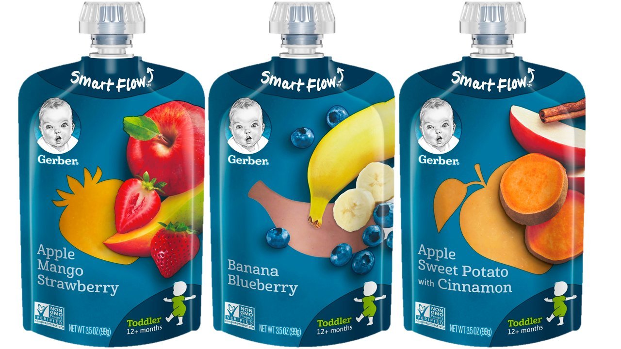 Gerber Assorted Fruit Toddler Pouch Variety Pack. Assorted Fruit .  Baby Food (Pack of 18)