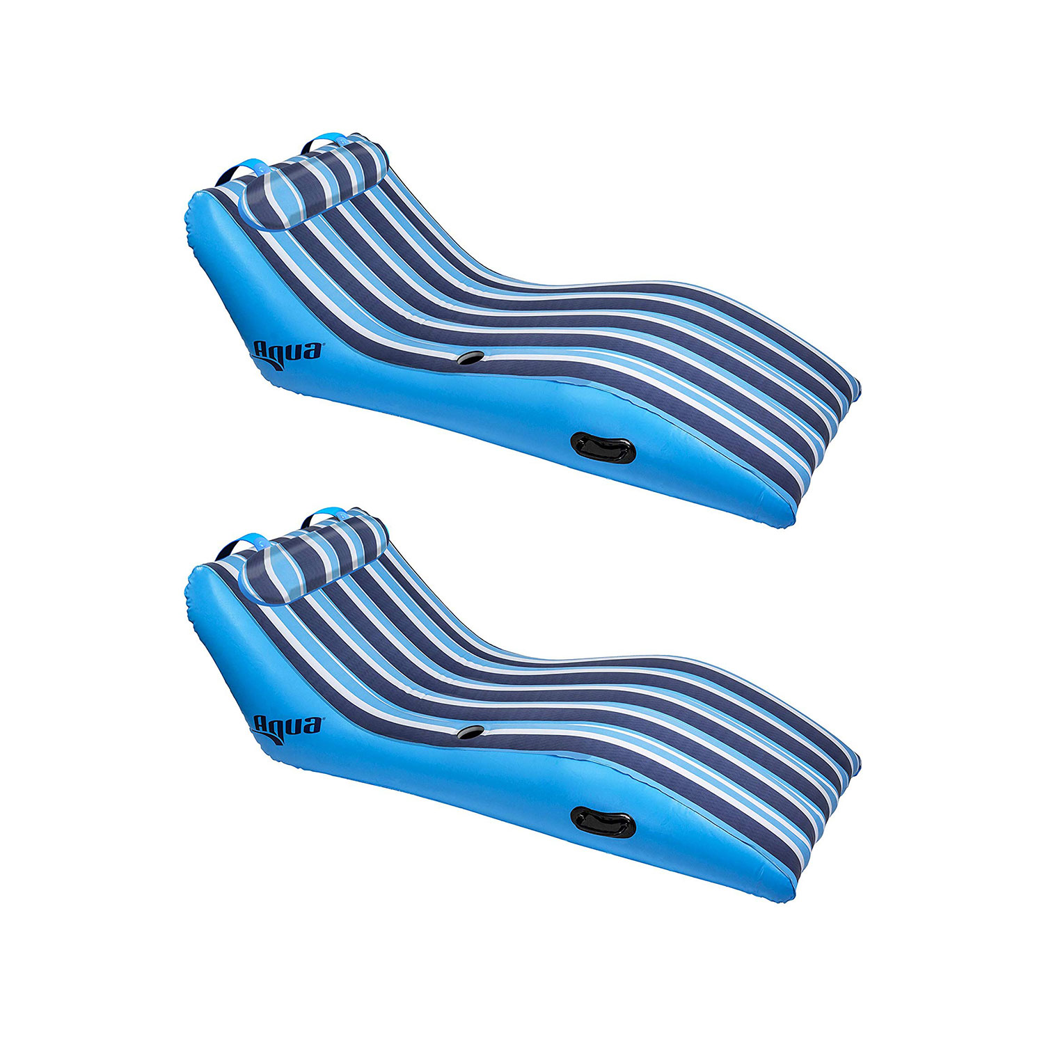 Aqua Key West Ultra Cushioned Comfort Lounge Pool Float w/ Pillow (2 Pack)