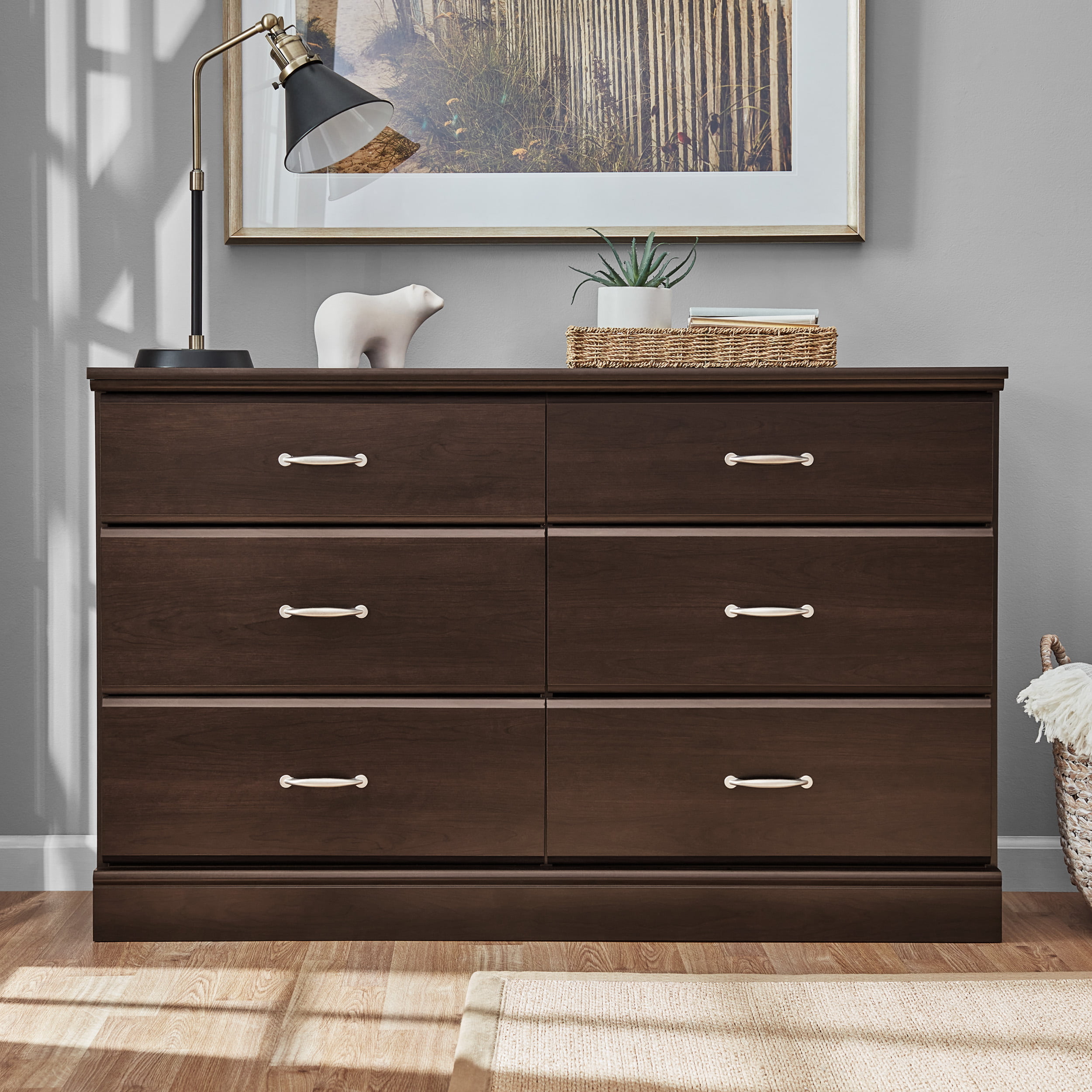 Sauder Parklane Contemporary 6-Drawer Dresser. Espresso