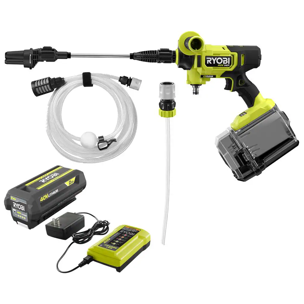RYOBI RY124052KVNM 40-Volt HP Brushless EZClean 600 PSI 0.7 GPM Cold Water Power Cleaner with 2.0 Ah Battery and Charger