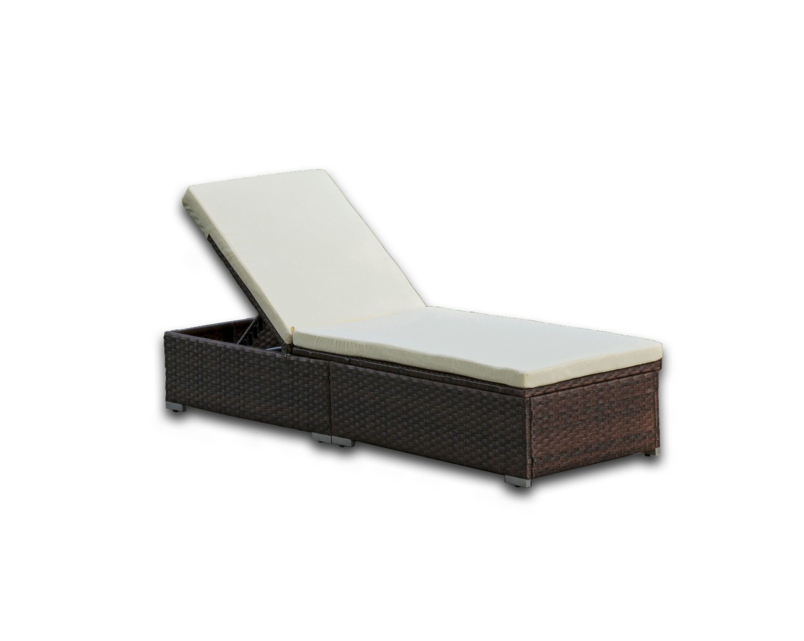 CASAINC Rattan Black Wood Frame Stationary Chaise Lounge Chair(s) with Black Cushioned Seat