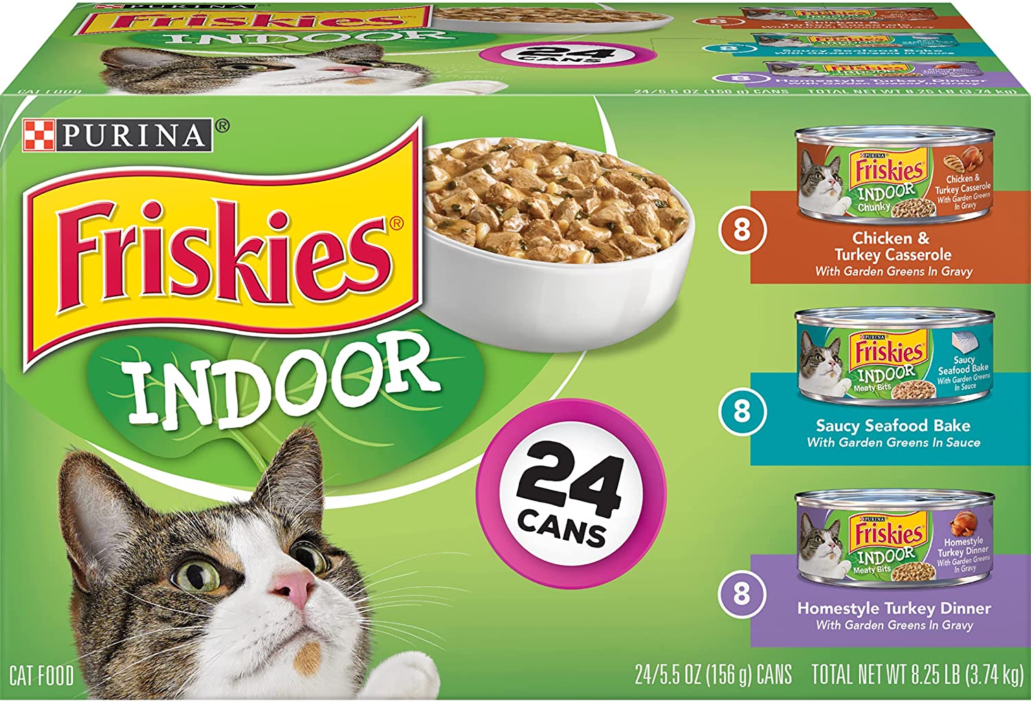 Purina Friskies Indoor Wet Cat Food Variety Pack. Indoor - (24) 5.5 oz. Cans