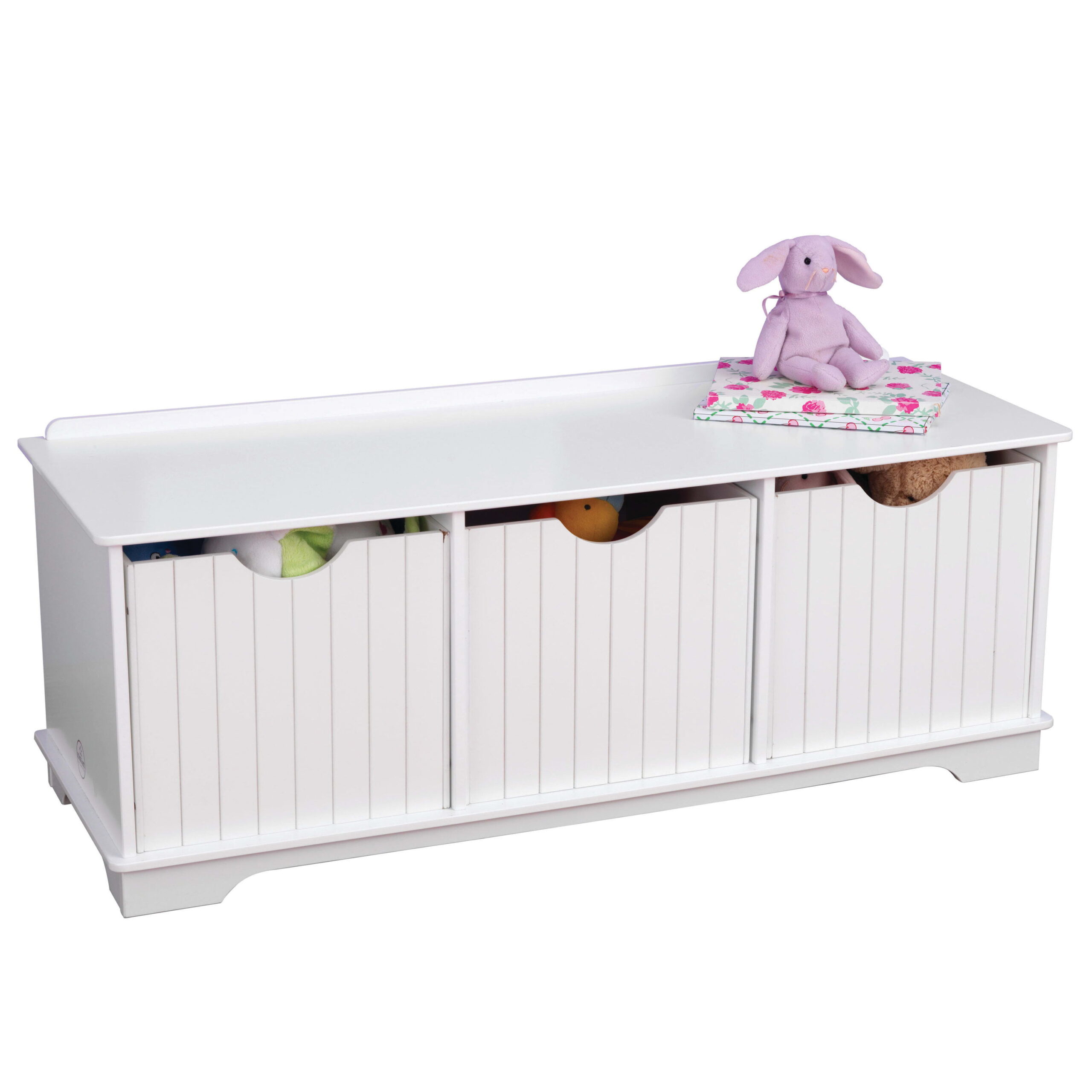 KidKraft Nantucket Wood Storage Bench with Three Bins. White