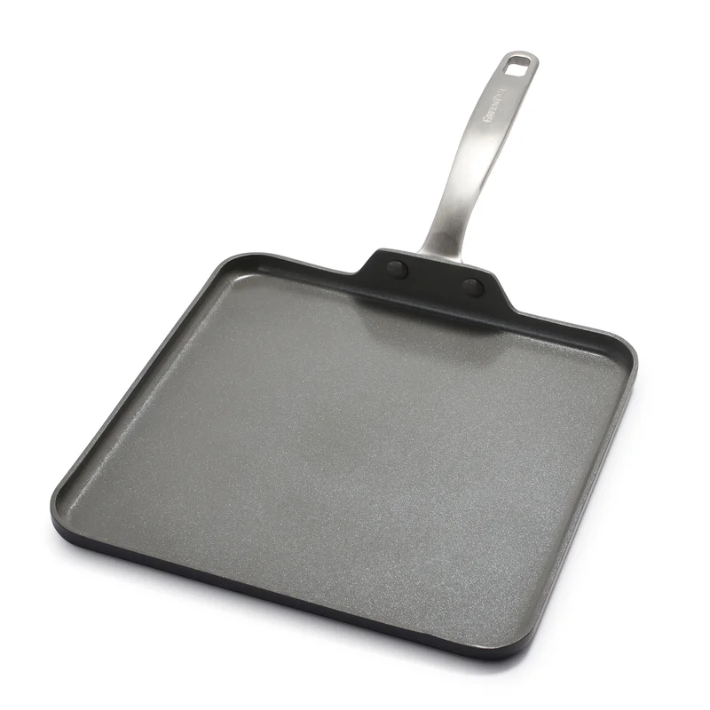 GreenPan Chatham Hard Anodized Healthy Ceramic Nonstick. 11″ Griddle Pan. PFAS-Free. Dishwasher Safe. Oven Safe. Gray