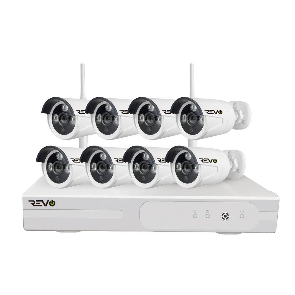 Revo RW81HDBNDL-1 Wireless HD 8-Channel 1TB NVR Smart Surveillance System with 8-Wireless 1080p Full-HD Indoor/Outdoor Bullet Cameras