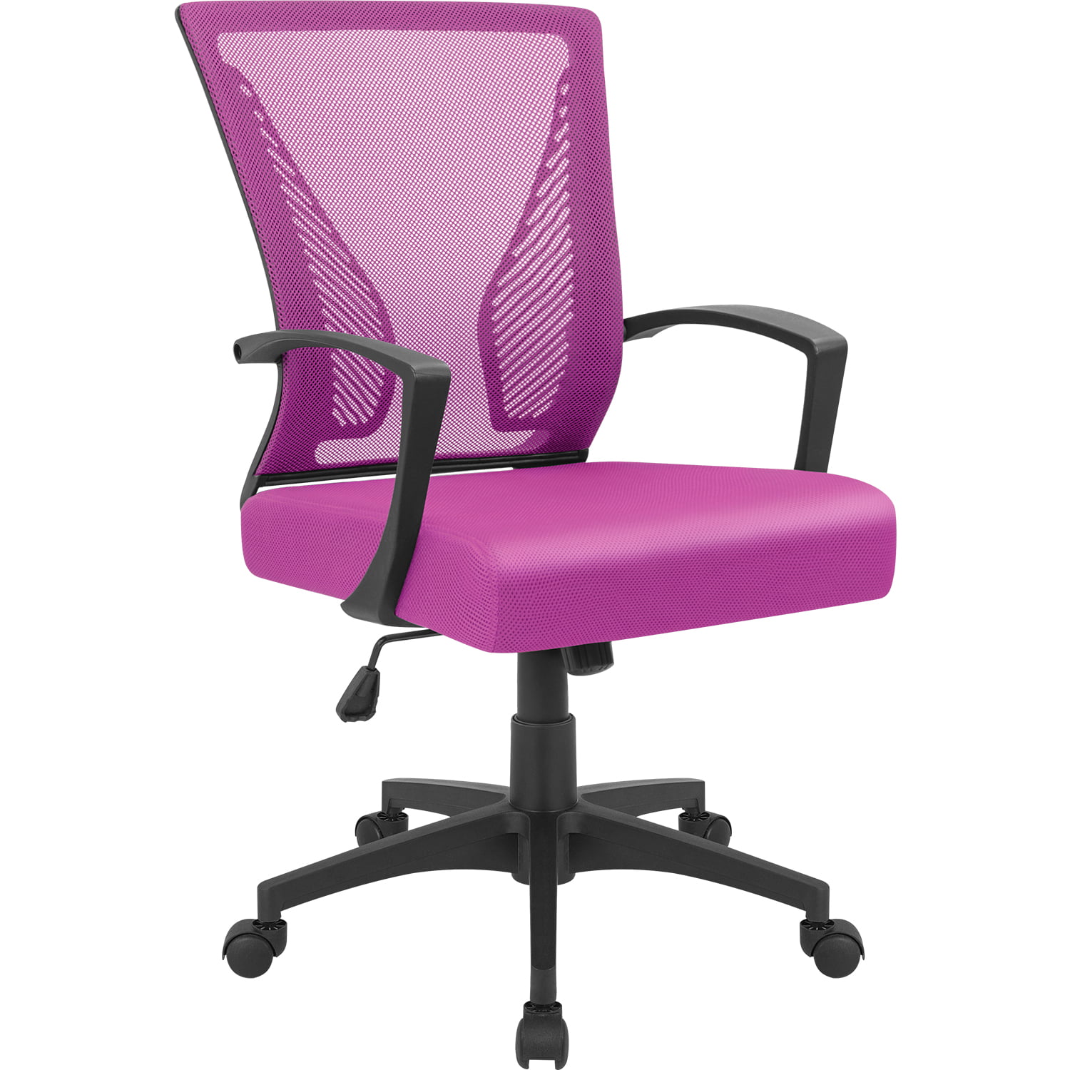 Lacoo Mid-Back Office Desk Chair Ergonomic Mesh Task Chair with Lumbar Support. Pink