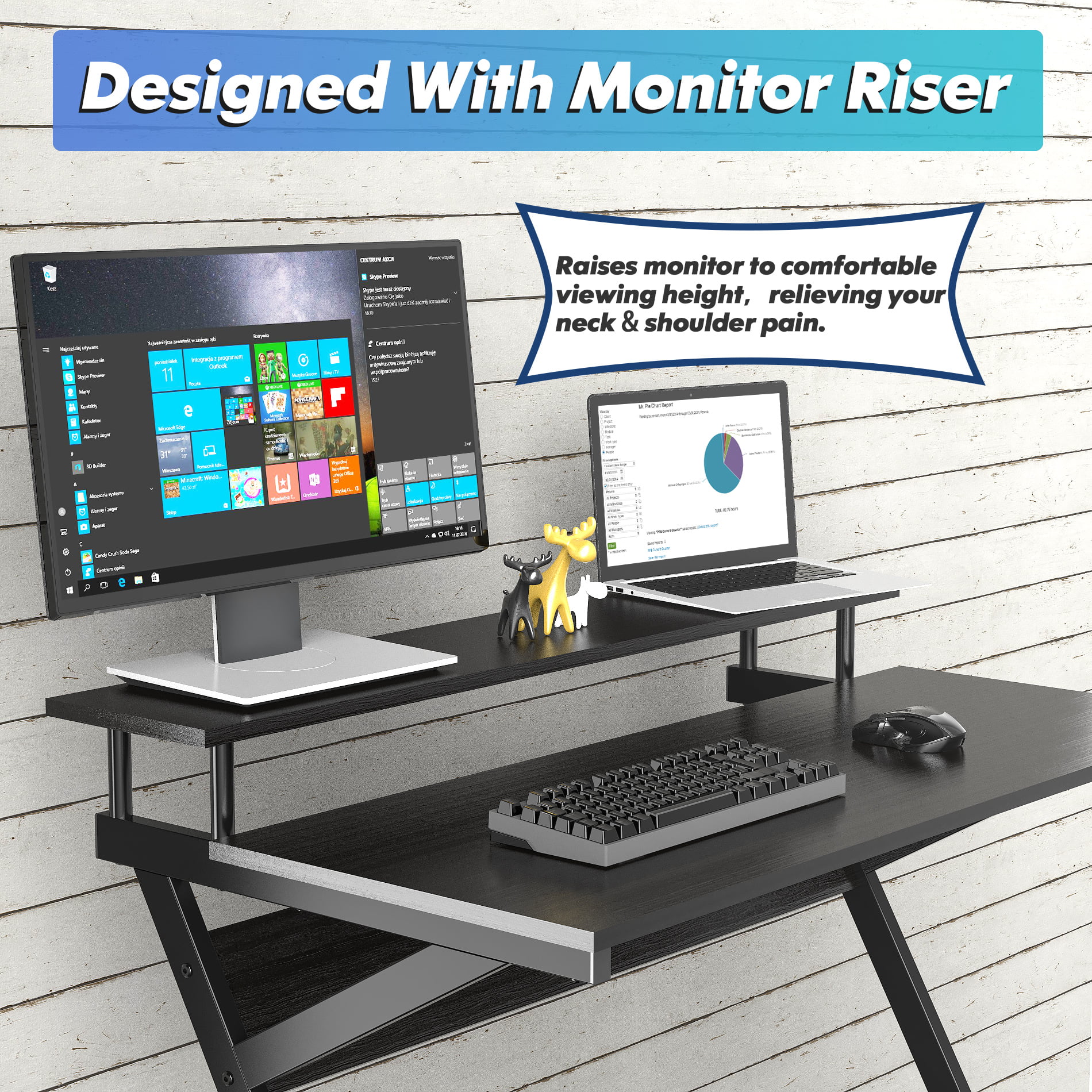 FITUEYES Computer Desk for Small Spaces. Study Writing Desk with Monitor for Corner