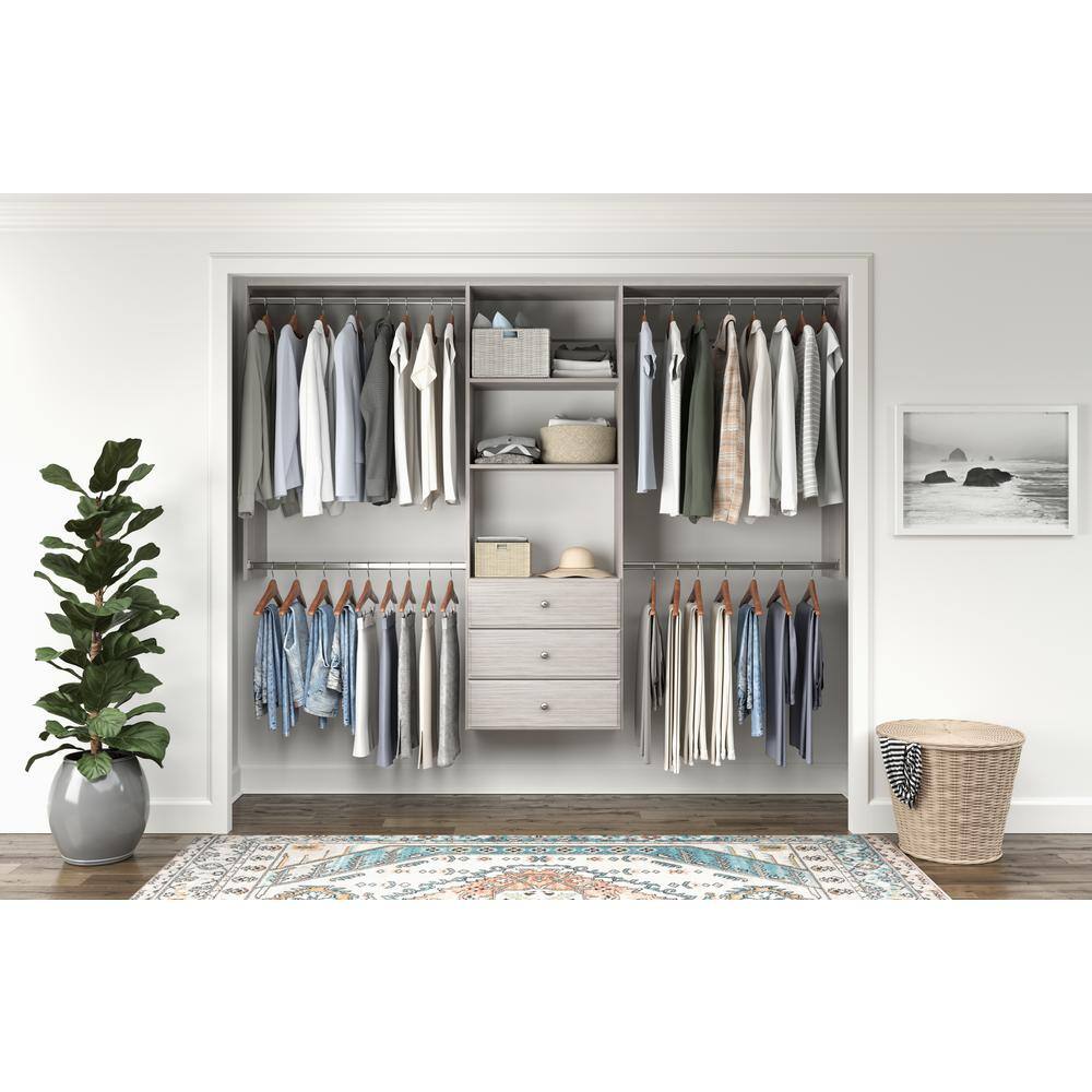 Closet Evolution GR55 Premium 60 in. W - 96 in. W Rustic Grey Wood Closet System
