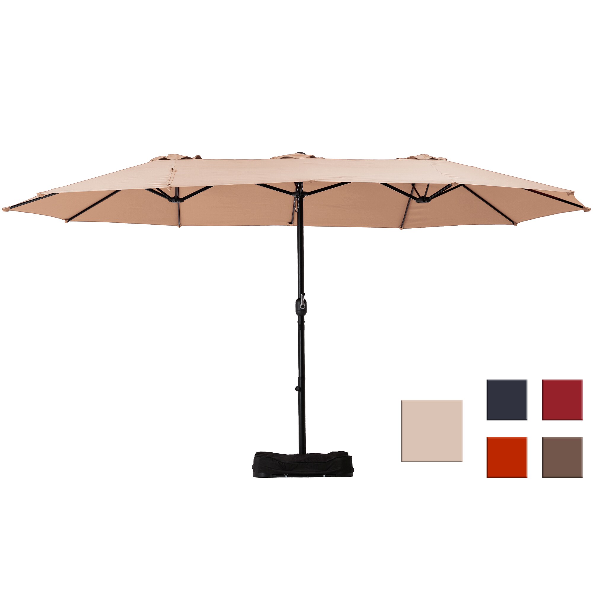 Clihome 15-ft Beige No-tilt Market Patio Umbrella with Base