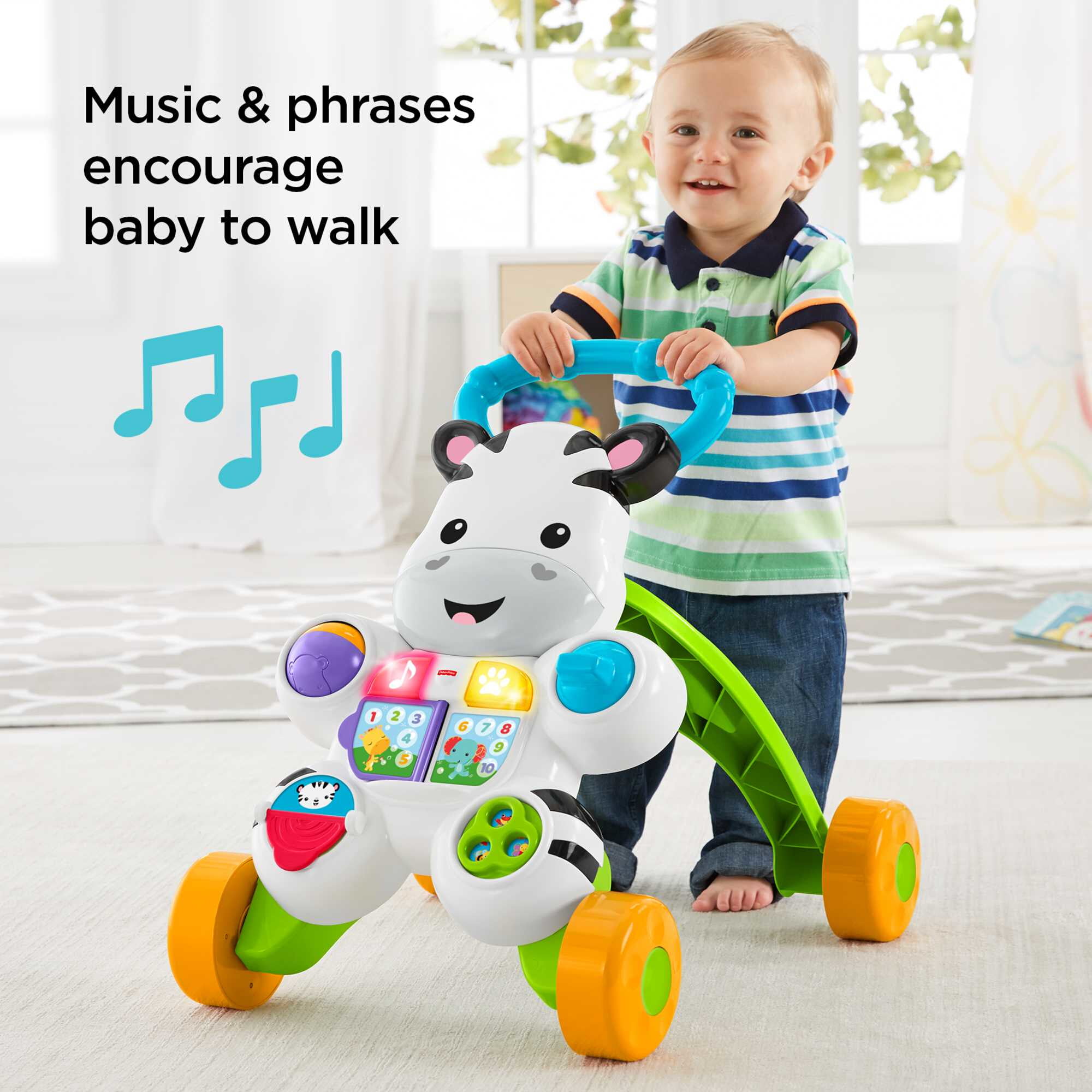 Fisher-Price Learn with Me Zebra Walker Baby & Toddler Learning Toy with Music & Lights
