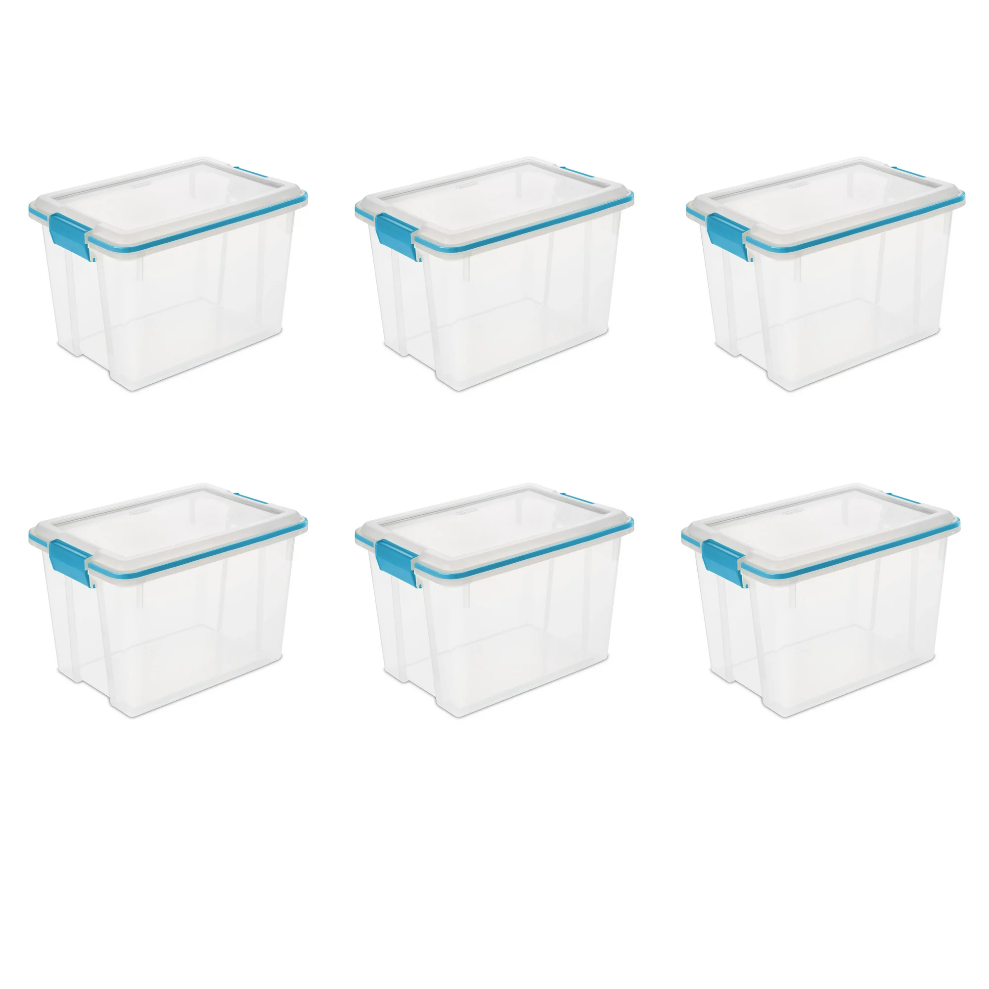 Sterilite 20 Qt. Gasket Box Plastic. Blue Aquarium. Set of 6