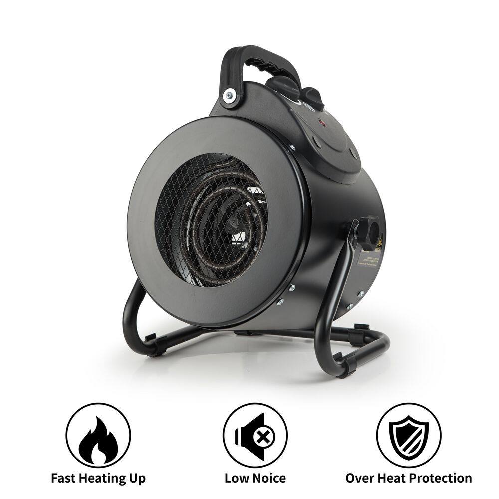 Edendirect DHS0RA22090601 13.7 in. Black Electric Heater Fan for Greenhouse. Grow Tent. Workplace. Overheat Protection. Spraywater proof IPX4