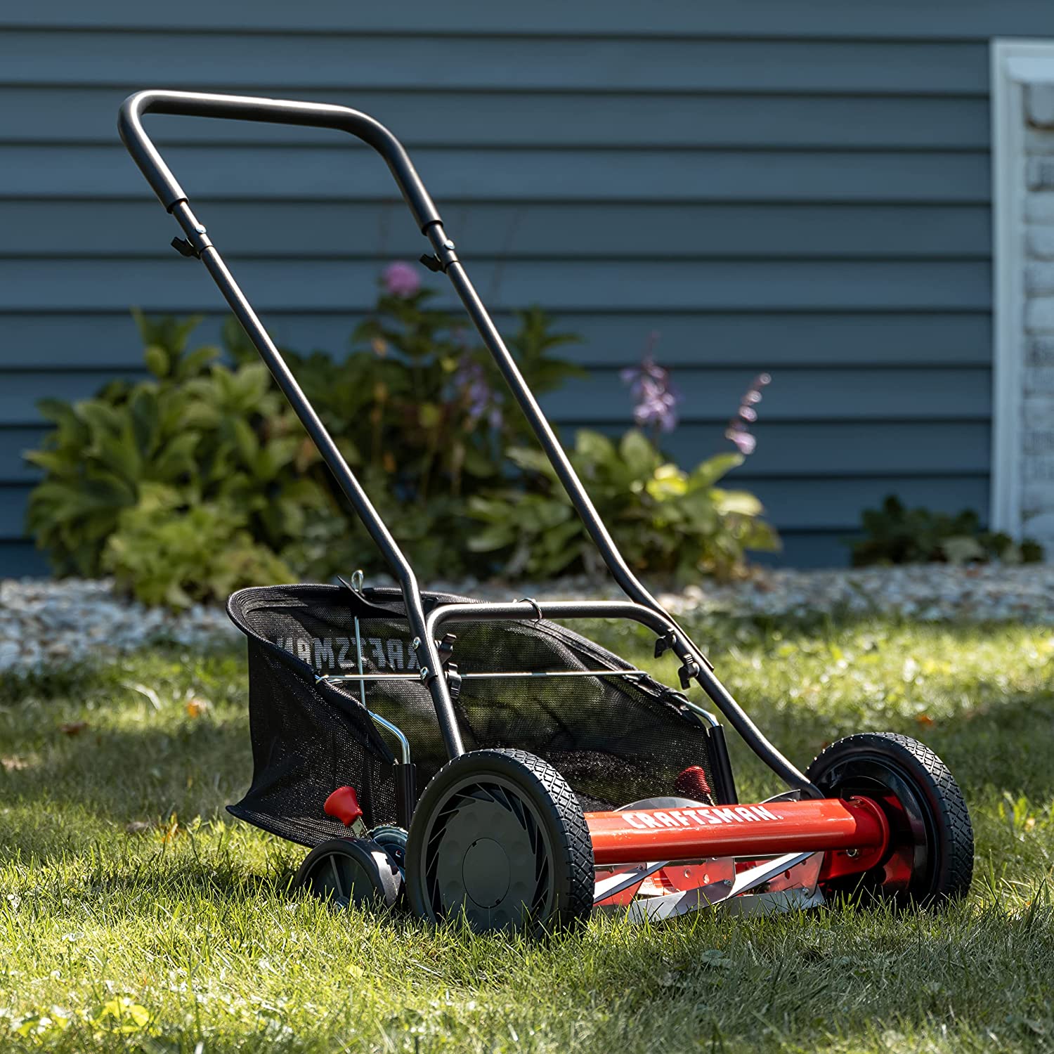 Craftsman 1816-18CR 18-Inch 5-Blade Push Reel Lawn Mower with Grass Catcher. Red