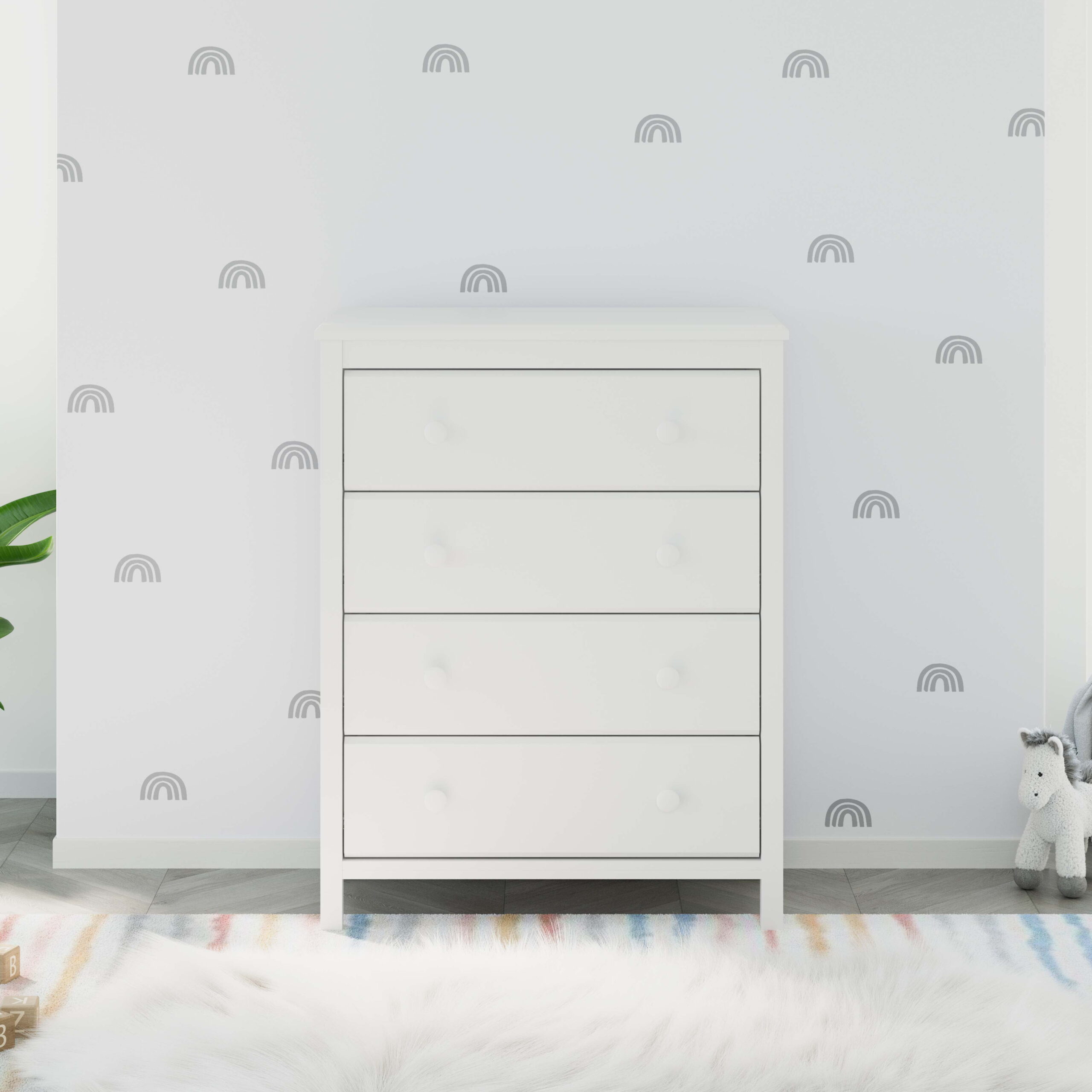 Storkcraft Alpine 4 Drawer Modern Vertical Dresser White
