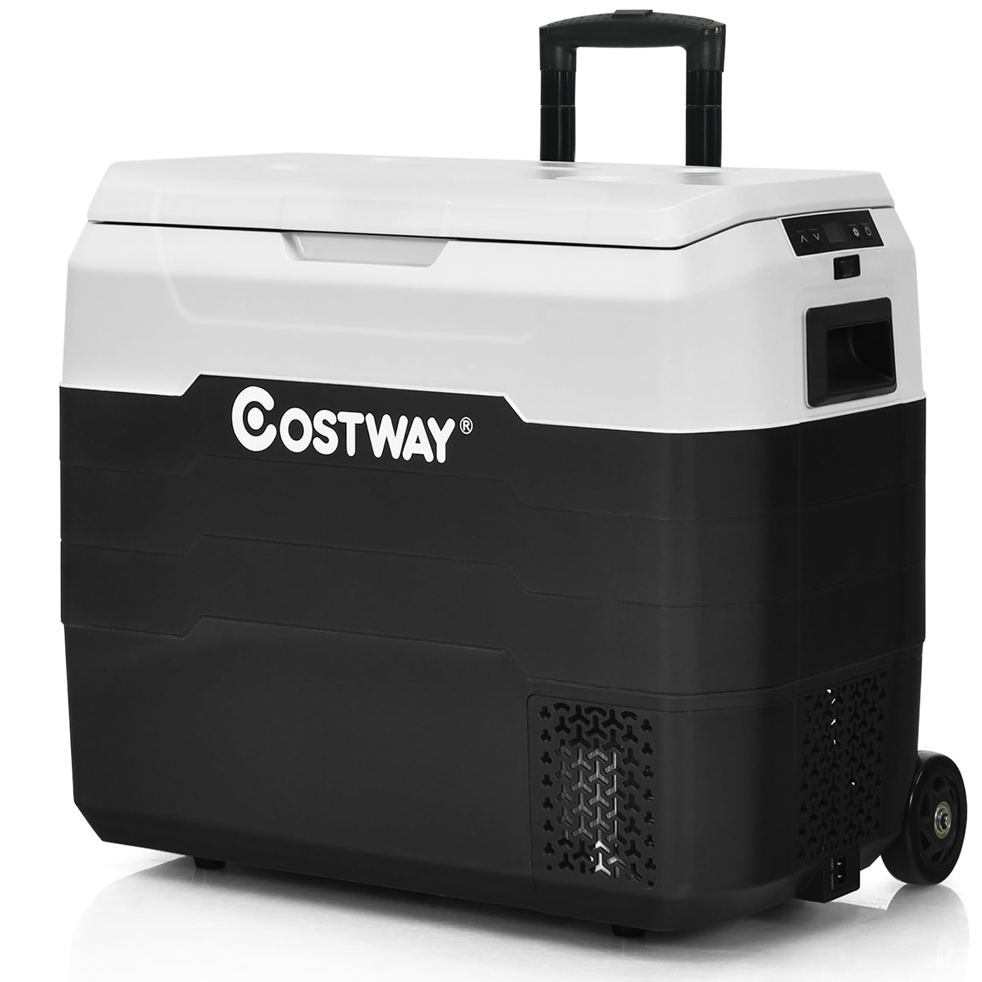 Costway 53 QT Portable Car Refrigerator Dual-Zone Car Cooler White