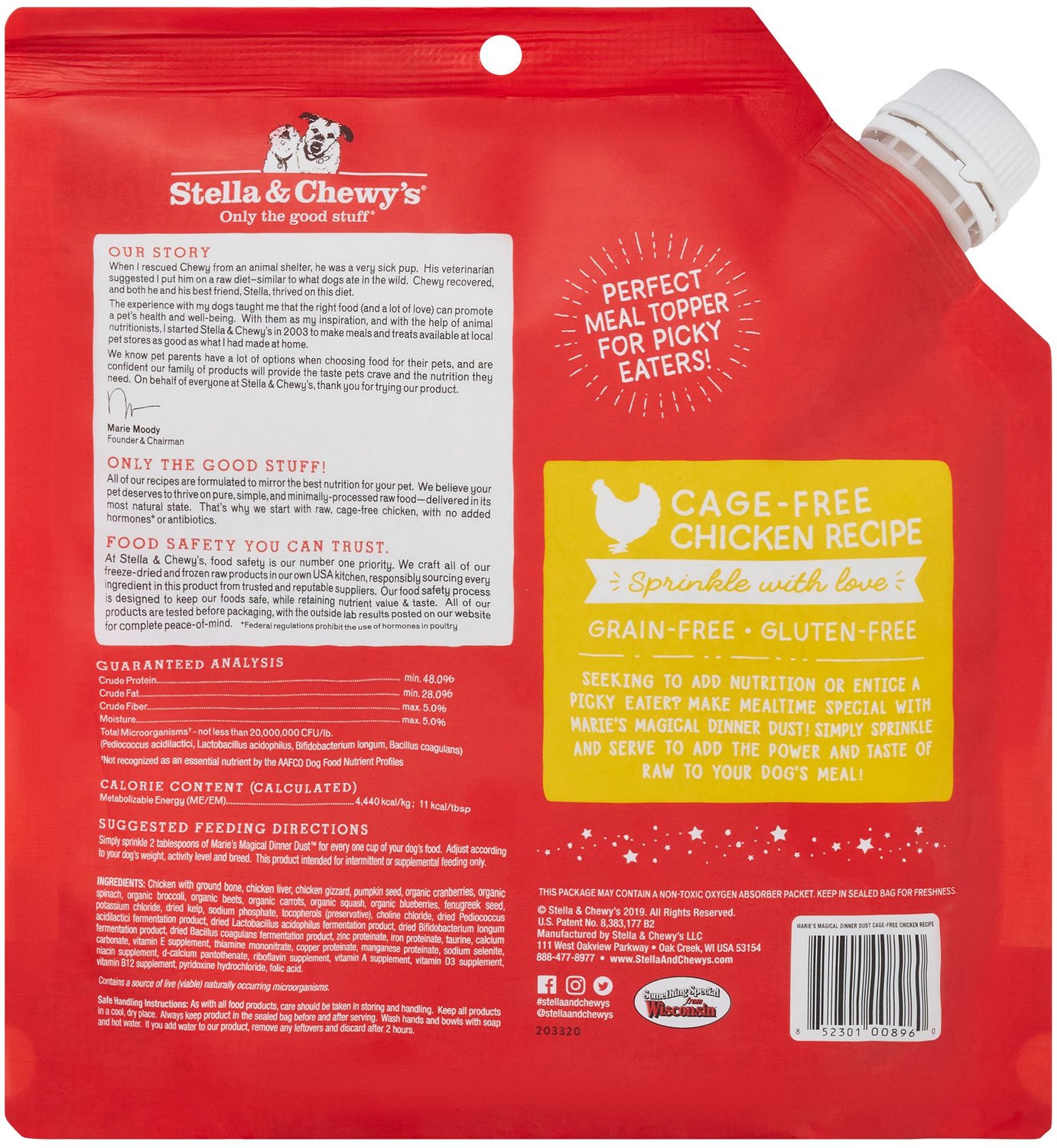 Stella & Chewy-s Marie-s Magical Dinner Dust Freeze-Dried Raw Cage-Free Chicken Dog Food Topper