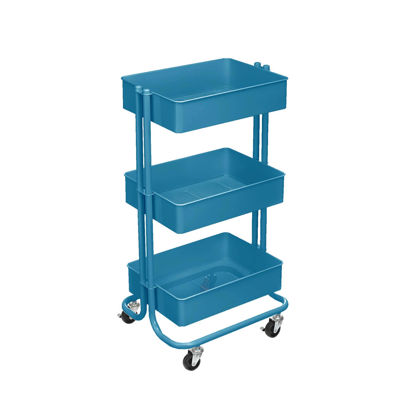 Simply Tidy Lexington 3-Tier Rolling Cart. Peacock Blue