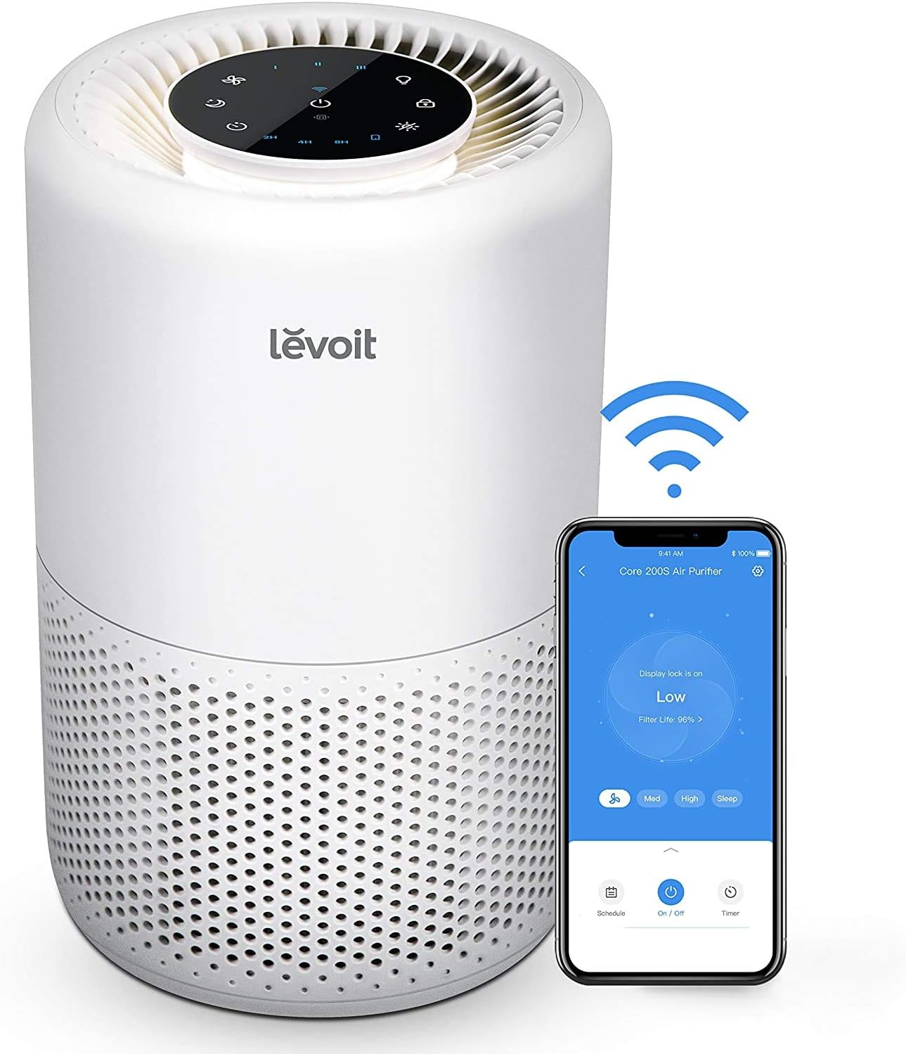 LEVOIT Air Purifier for Home Large Room. Smart WiFi Alexa Control. HEPA Filter for Allergies. Removes Pollutants. Smoke. Dust. Covers up to 915 Sq.Foot. 24dB Quiet for Bedroom. Core 200S. White