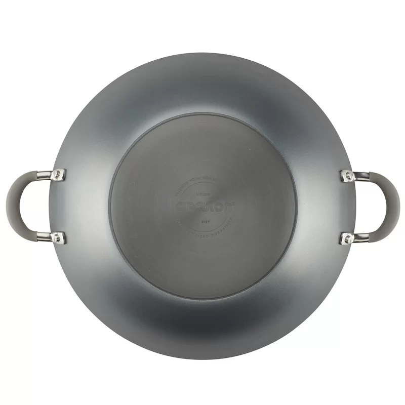 Circulon 81402 Elementum Hard-Anodized Nonstick Covered Wok with Side Handles. 14-Inch. Oyster Gray