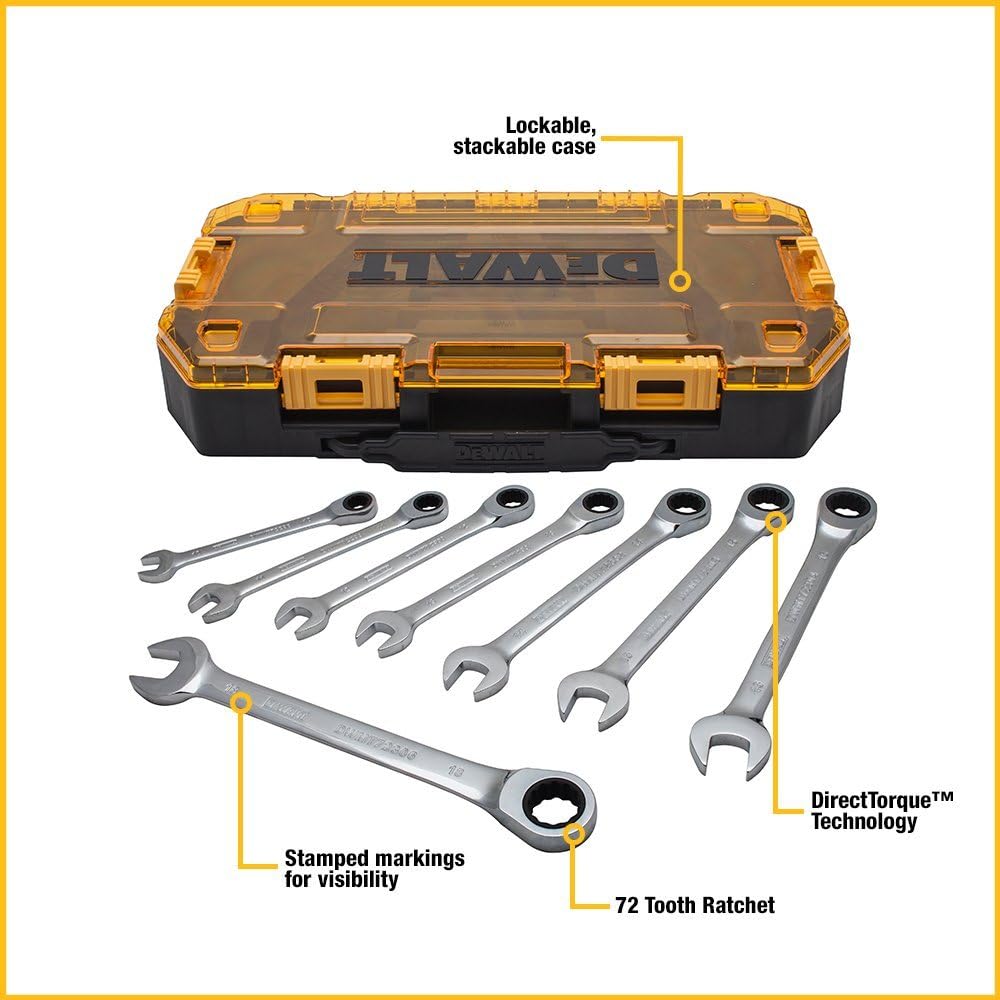 DEWALT Ratcheting Wrench Set. Metric. 8-Piece (DWMT74734)