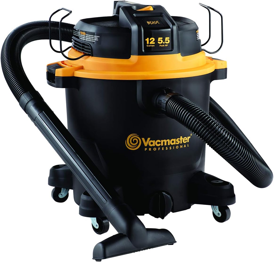 Vacmaster Professional - Professional Wet/Dry Vac. 12 Gallon. Beast Series. 5.5 HP 2-1/2″ Hose (VJH1211PF0201) . Black