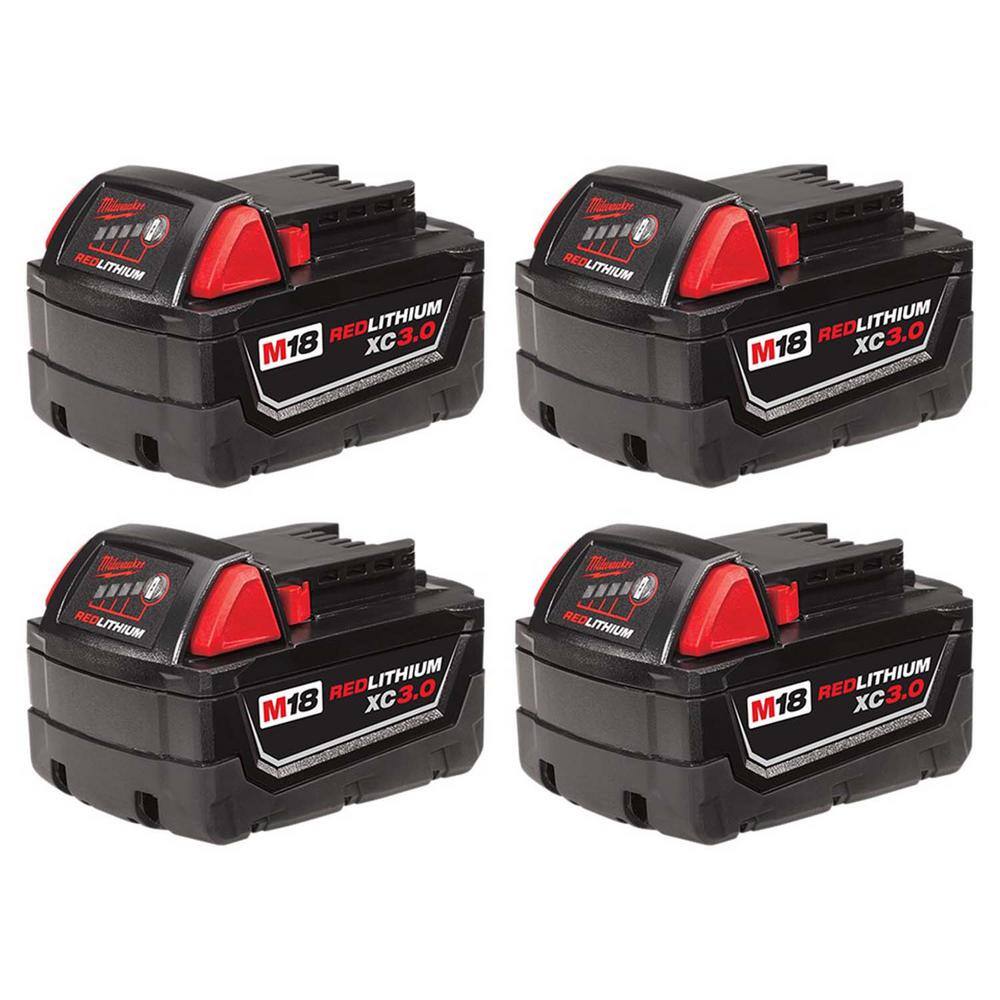Milwaukee  M18 18-Volt Lithium-Ion XC Extended Capacity Battery Pack 3.0Ah (4-Pack)