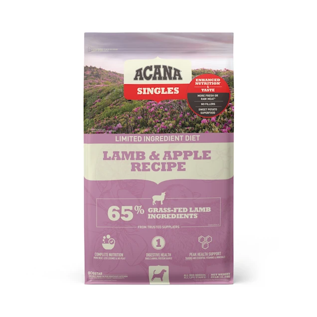 ACANA Singles Limited Ingredient Diet High Protein Lamb & Apple Dry Dog Food. 25 lbs.