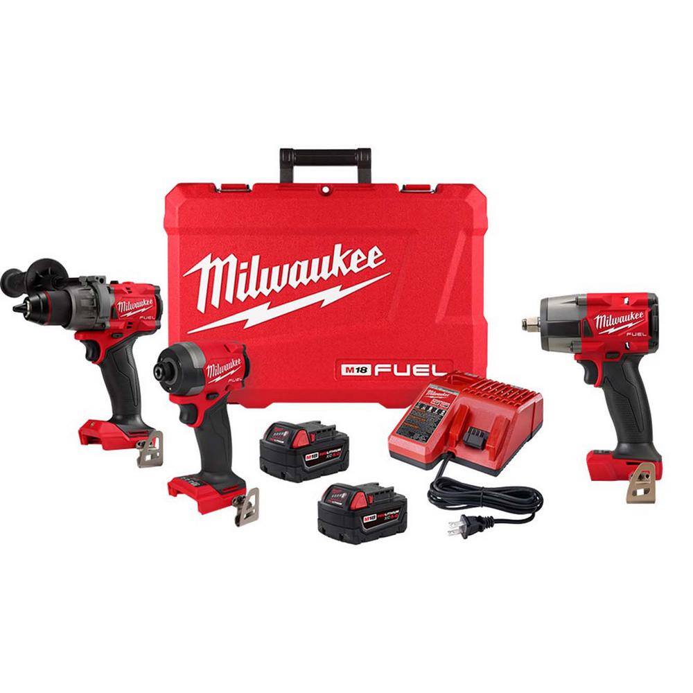 Milwaukee 3697-22-2962-20 M18 FUEL 18-V Lithium-Ion Brushless Cordless Hammer Drill/Impact Driver Combo Kit (2-Tool) with 1/2 in. Impact Wrench