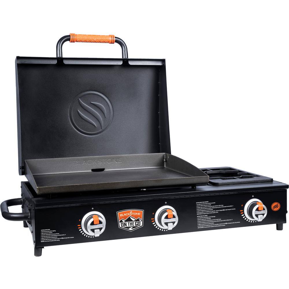 Unbranded 1860 22 in. On The Go 3-Burner Griddle in Black with Side Burner