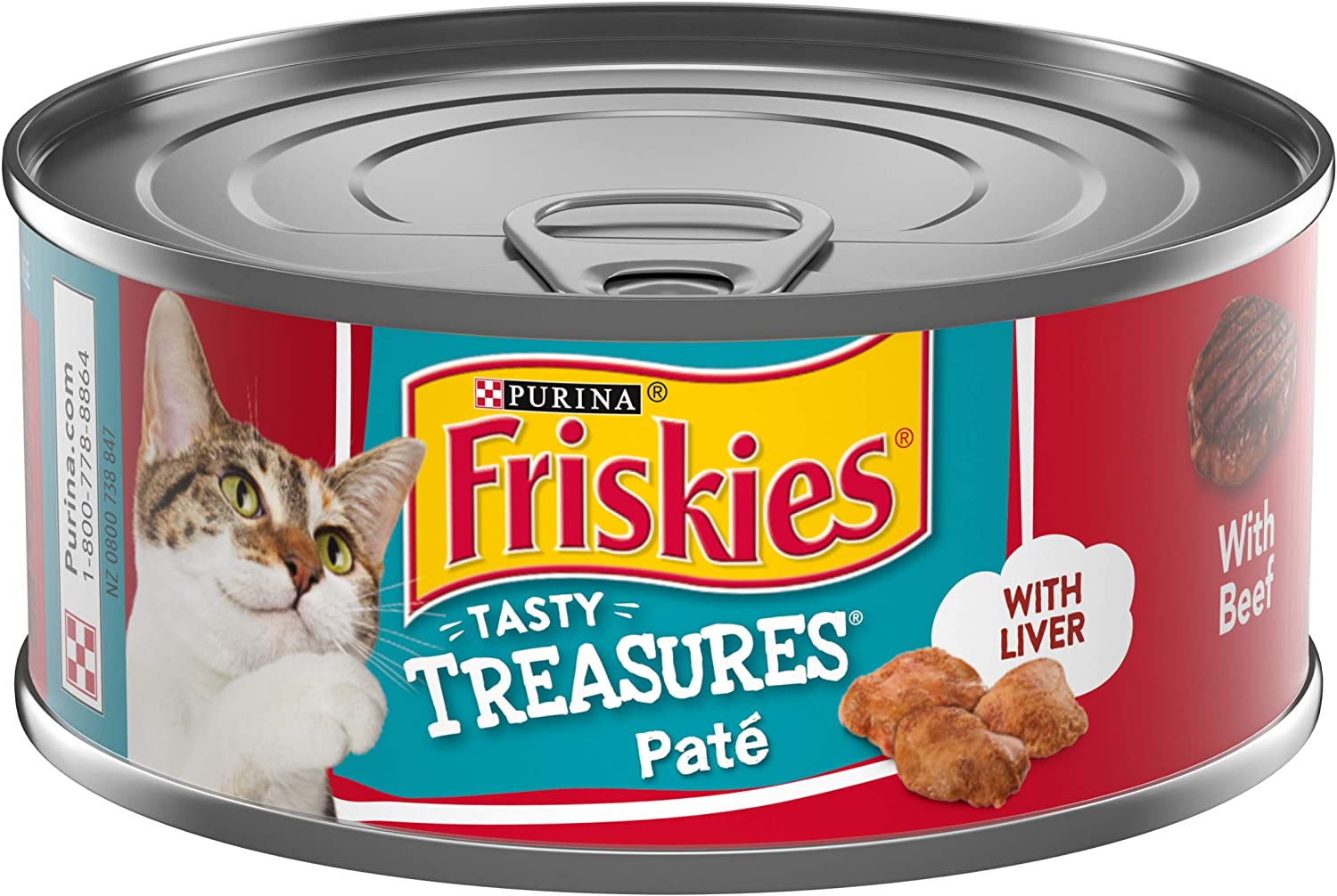Purina Friskies Pate Wet Cat Food Tasty Treasures With Liver and Beef - (24) 5.5 oz. Cans