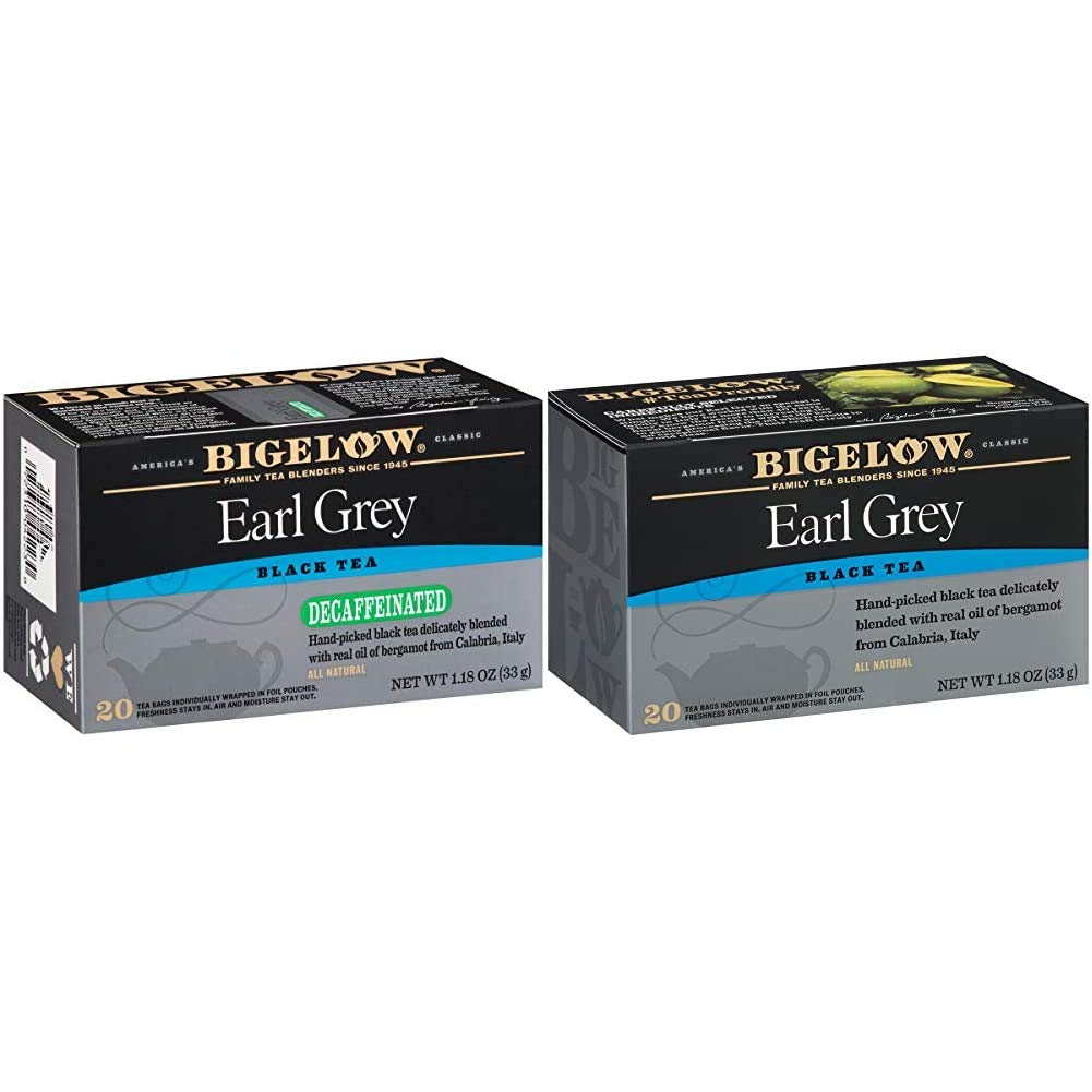 Bigelow Decaffeinated Earl Grey Black Tea Bags 20-Count Boxes (Pack of 6)