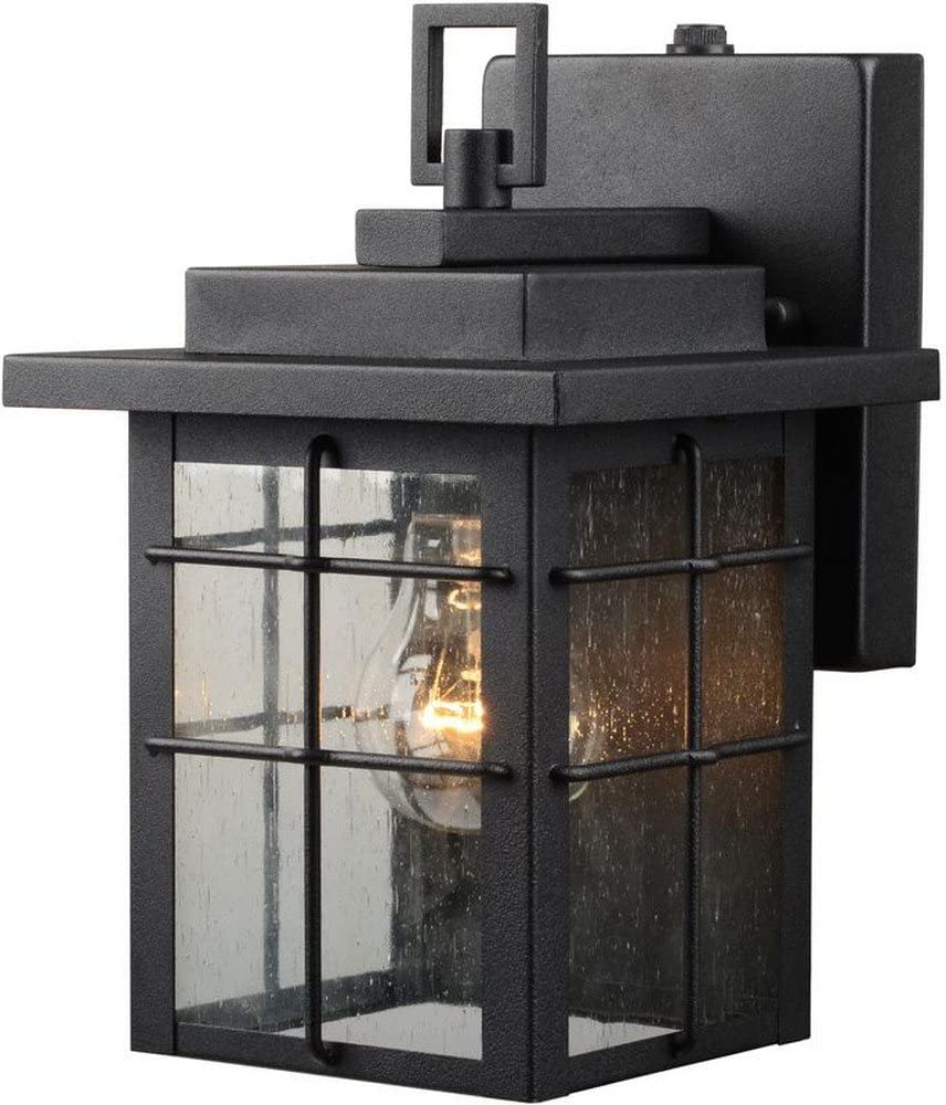 Hardware House Textured Black Lantern Wall Fixture with Photo Cell. 12 Inch