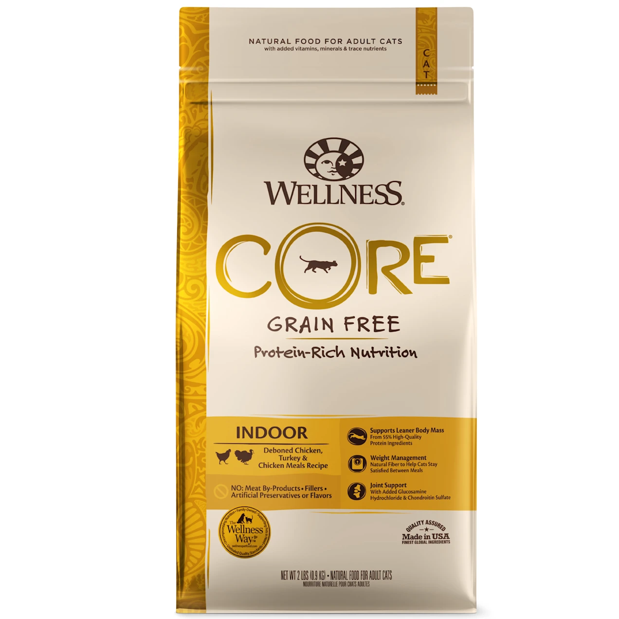 Wellness CORE Natural Grain Free Chicken & Turkey Dry Indoor Cat Food. 2 lbs.