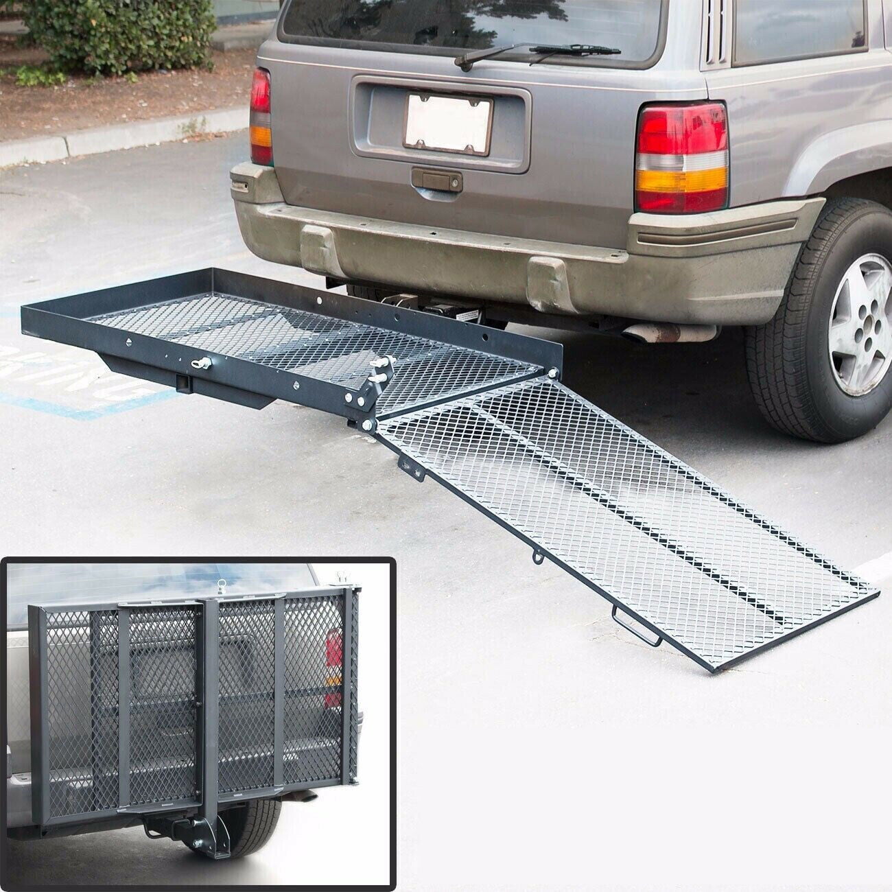 Kojem Hitch Cargo Carrier Wheelchair Scooter Carrier Rack Disability Medical Rack Ramp Hitch Mount 500 lbs Weight Capacity