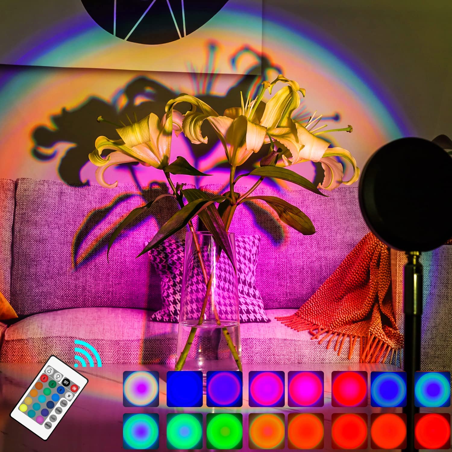 Sunset Lamp Projector for Room. LED Sunset  Light with Remote Control 16 Colors