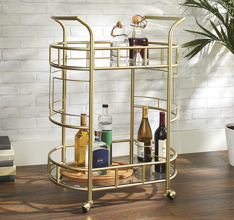 Better Homes Gardens Fitzgerald Gold Metal Bar Cart