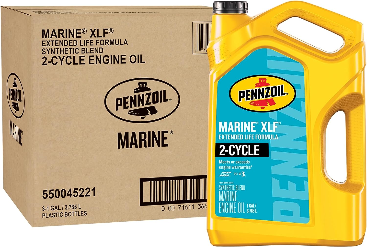 Pennzoil Marine XLF Marine Outboard Synthetic Blend Engine Oil (1-Gallon. Case of 3)