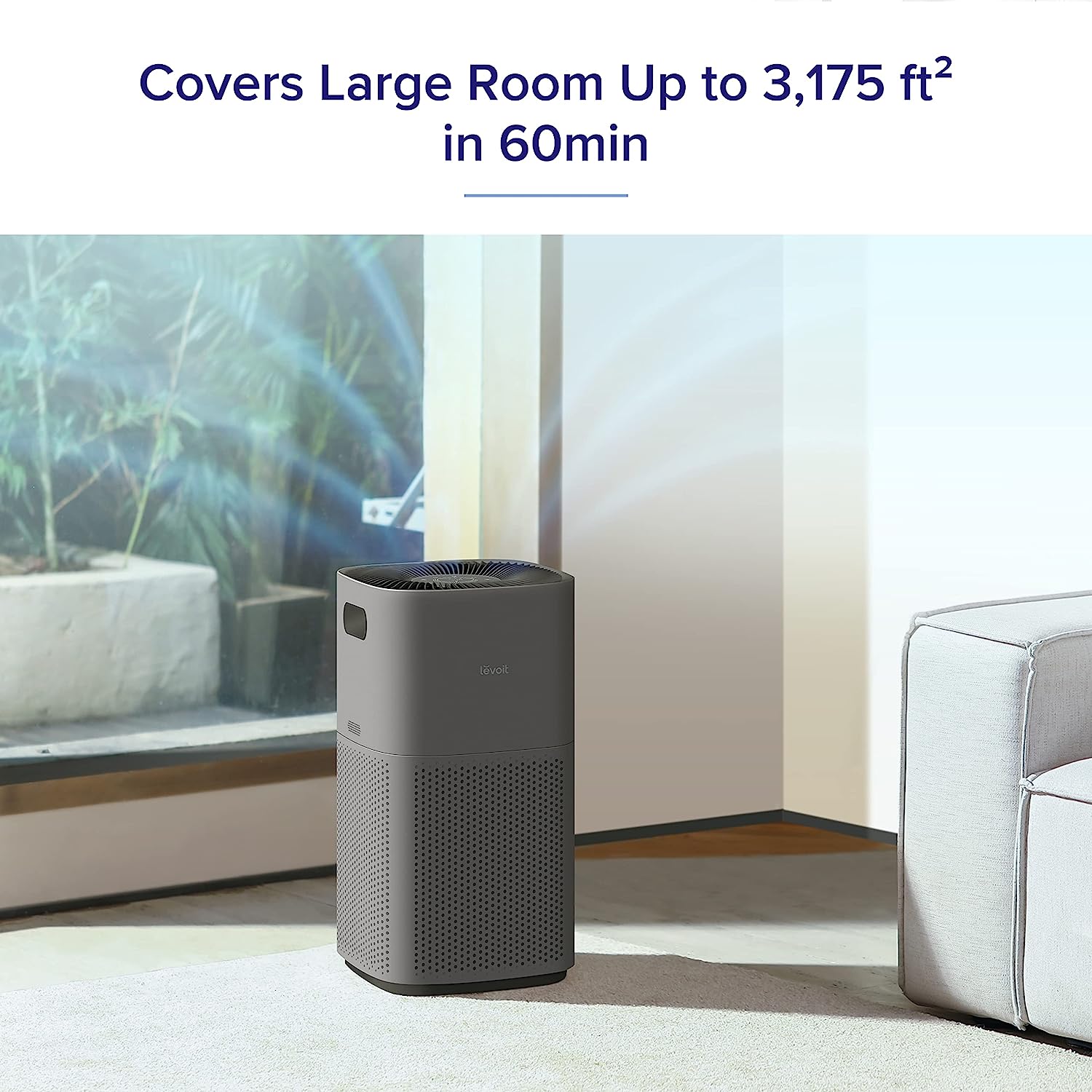 LEVOIT Air Purifiers for Home Large Room. Covers up to 3175 Sq. Ft. Smart WiFi and PM2.5 Monitor. Hepa Filter Captures Particles. Pet Allergies. Smoke. Dust. Pollen. Alexa Control. Core 600S. Gray