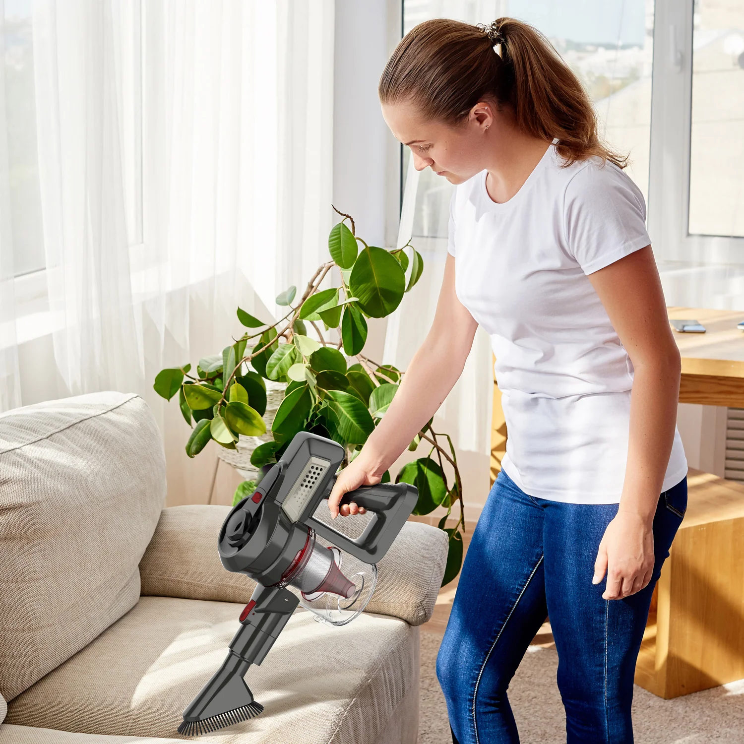 INSE Cordless Bagless Stick Vacuum