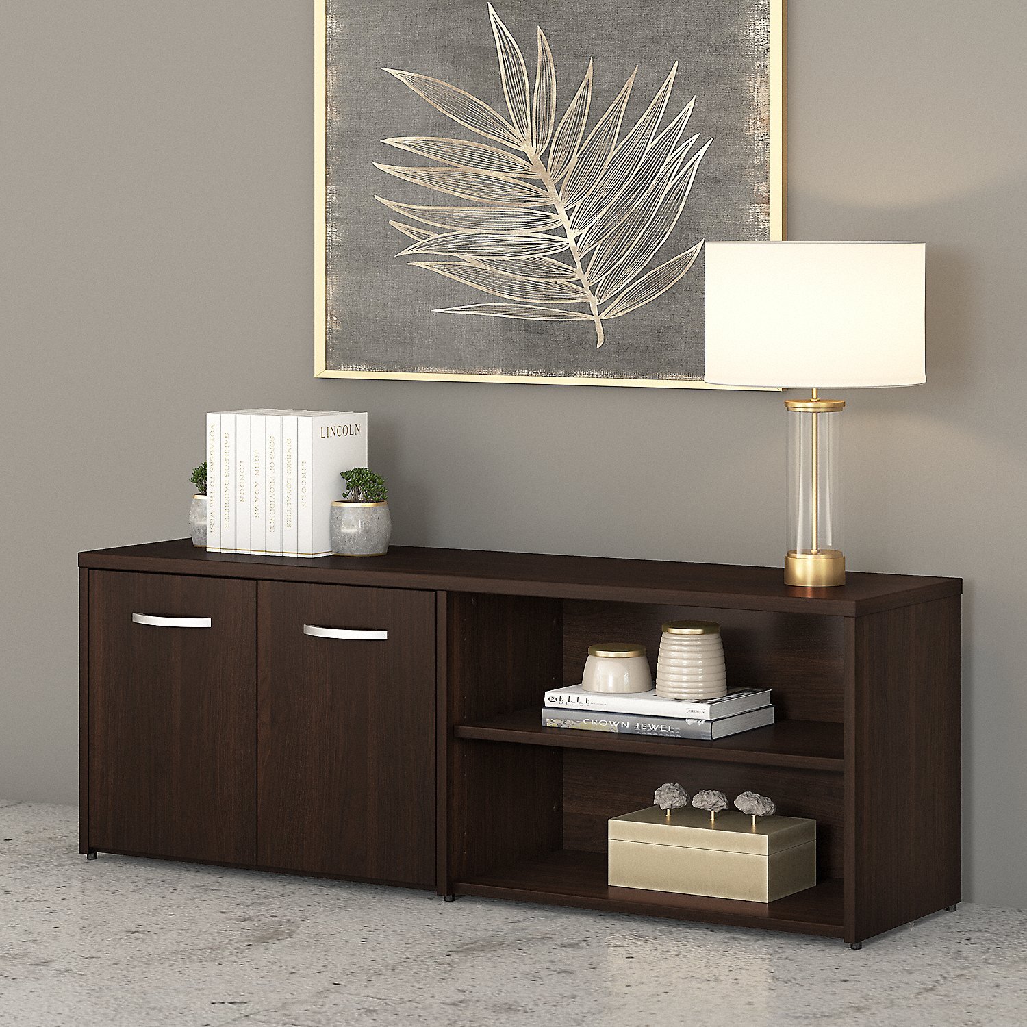 Bush Business Furniture Studio C 60” Wide 2 - Shelf Credenza - Black Walnut