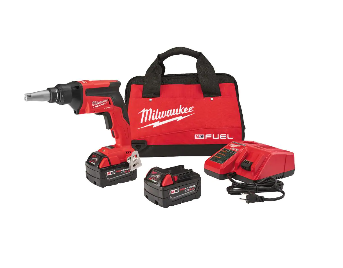 Milwaukee 2866-22 M18 FUEL 18V Lithium-Ion Brushless Cordless Drywall Screw Gun Kit with (2) 5.0Ah Batteries. Charger and Tool Bag
