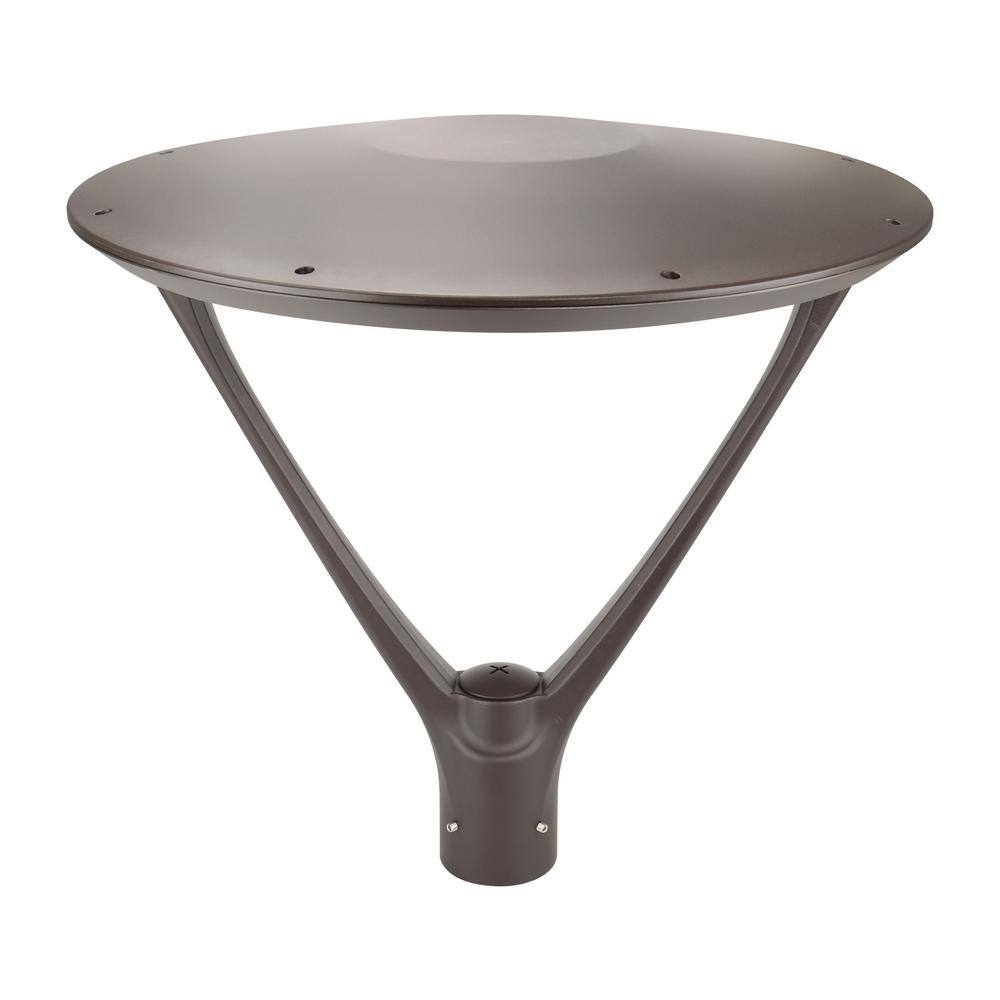 Viribright  100-Watt Equivalent Hardwired Dark Bronze Motion Sensing LED 25 in. Deck Post Light with Dimming Capabilities