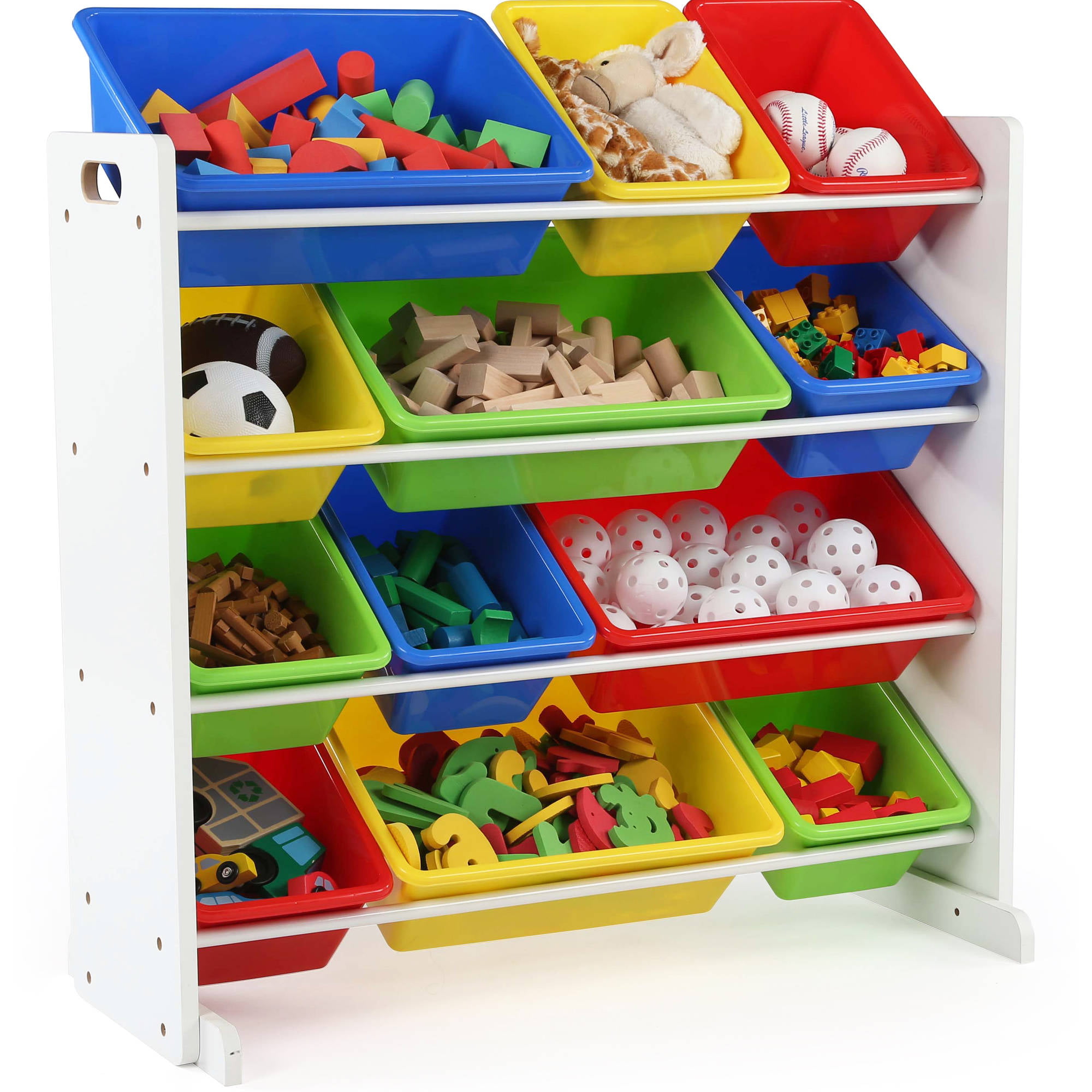 Tot Tutors Summit Kids Toy Storage Organizer with 12 Bins. Red/Blue/Green