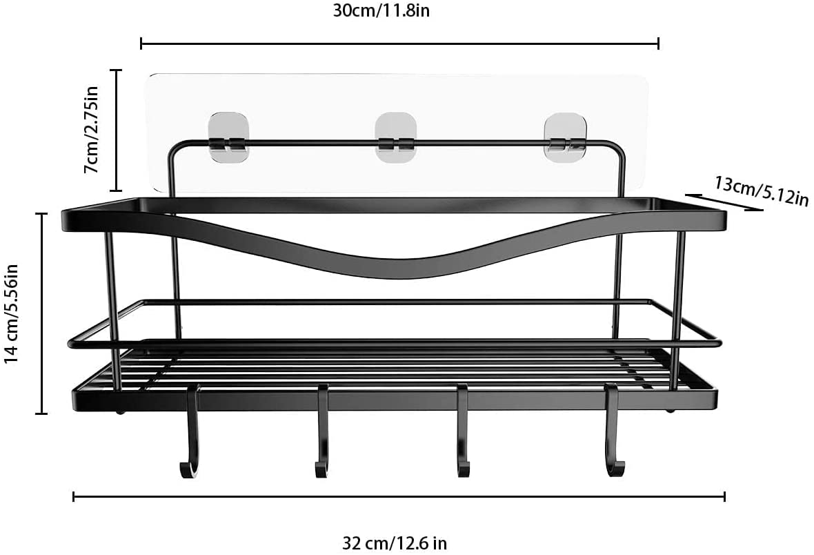 KINCMAX Shower Caddy Basket Shelf with Hooks. Caddy Organizer Basket Steel